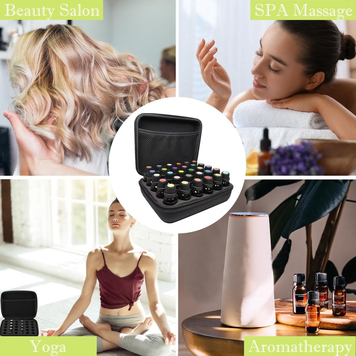 BLIRITEL EVA Essential Oils Organizer, 30 Bottles Hard Shell Essential Oil Storage Carrying Case, Essential Oils Boxes Holds 30 Bottles with 5Ml,10Ml,15Ml (Black) - Purple image number 3