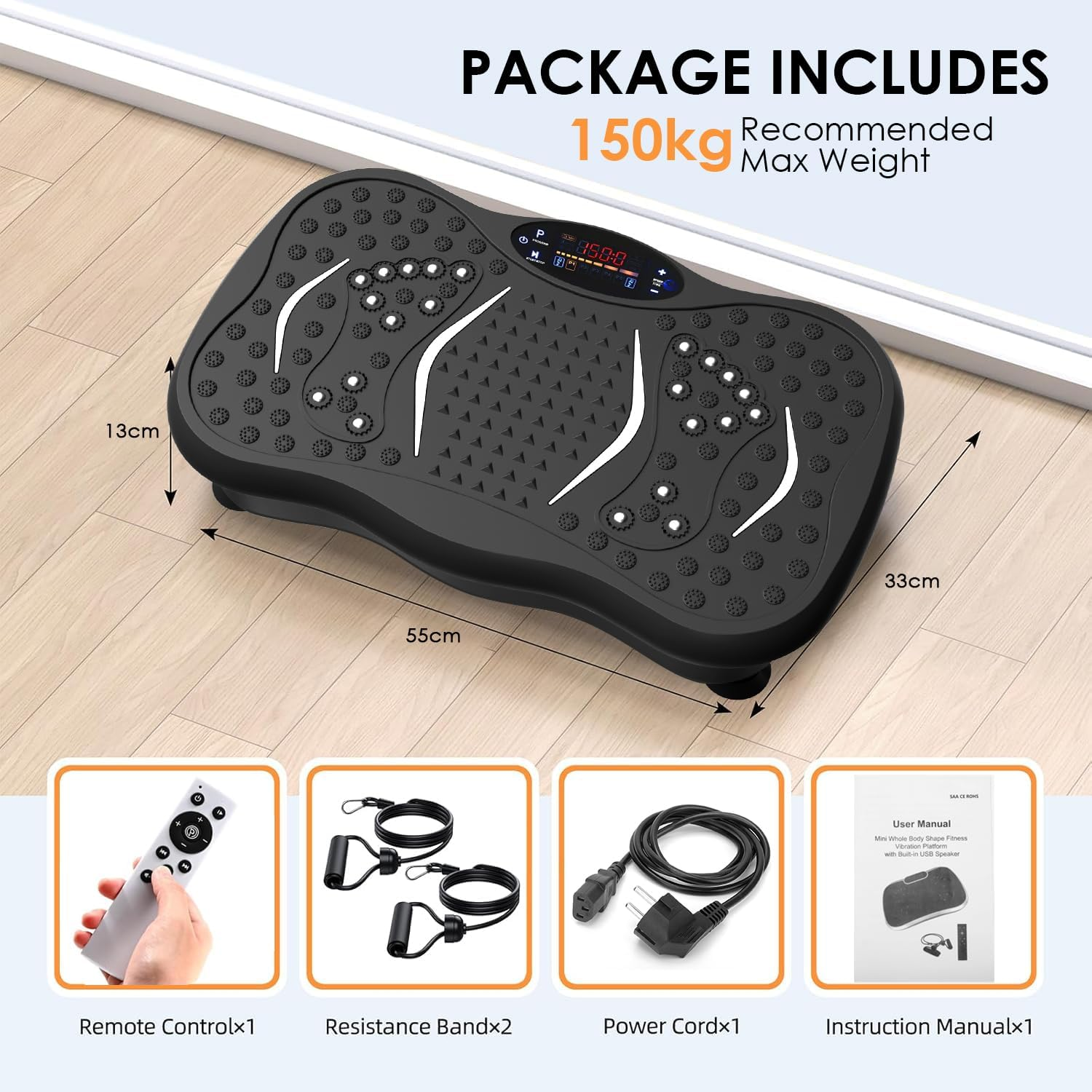 Vibration Plate Exercise Machine with Bluetooth Speaker, Vibration Plate Platform for Lymphatic Drainage, 120 Adjustable Speeds Power Vibrating Plate Helps Weight Loss, Shaping
