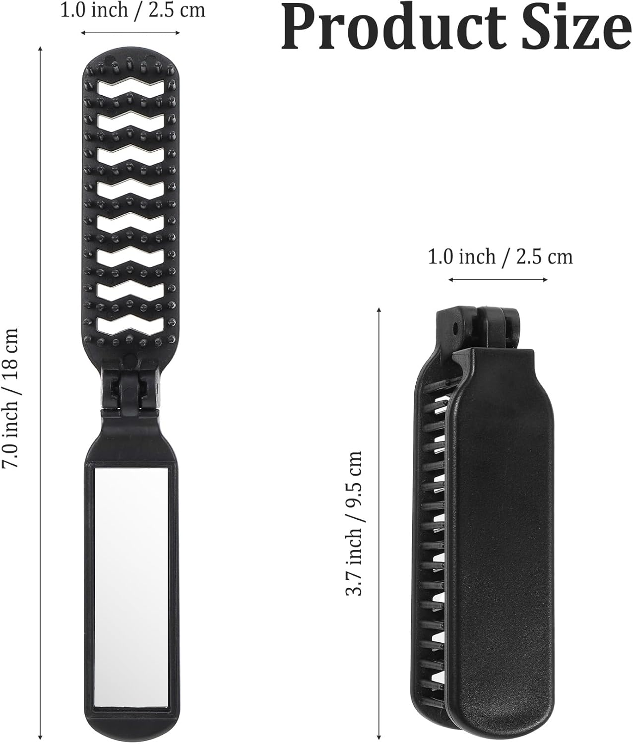 Pack of 2 Travel Hair Brushes, Small Hair Brushes, Foldable Hair Brushes with Integrated Mirror Made of High-Quality Plastic, Ideal for Men and Women, Travel, Camping or Office image number 1