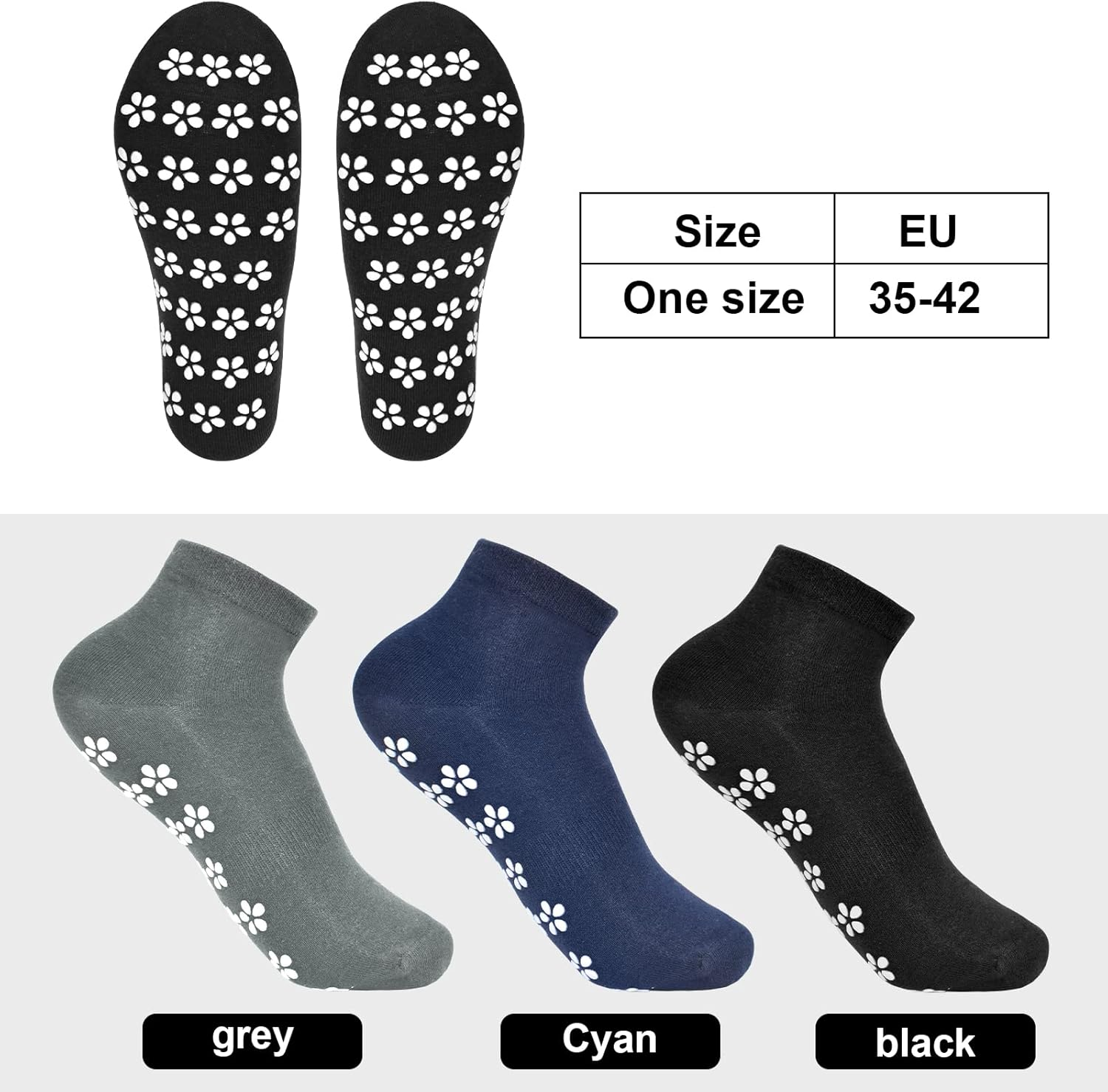 2 Pairs Yoga Socks Anti-Slip Women, Grip Socks Men, Anti-Slip Socks Yoga Socks Non-Slip Grip Sock for Pilates M, 35-42 image number 2