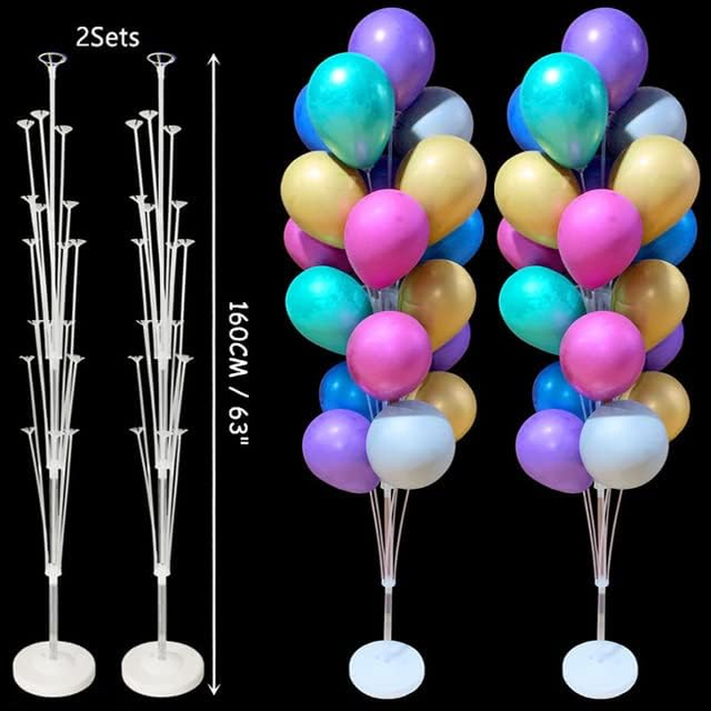 Homiliky 2 Set Table Balloon Stand Kit,160Cm/63Inch Floor Stand Balloon Stick Holder,Ballon Stand Stick Table Balloon Display Kit for Birthday Wedding Anniversary Graduation Party Supplies image number 3