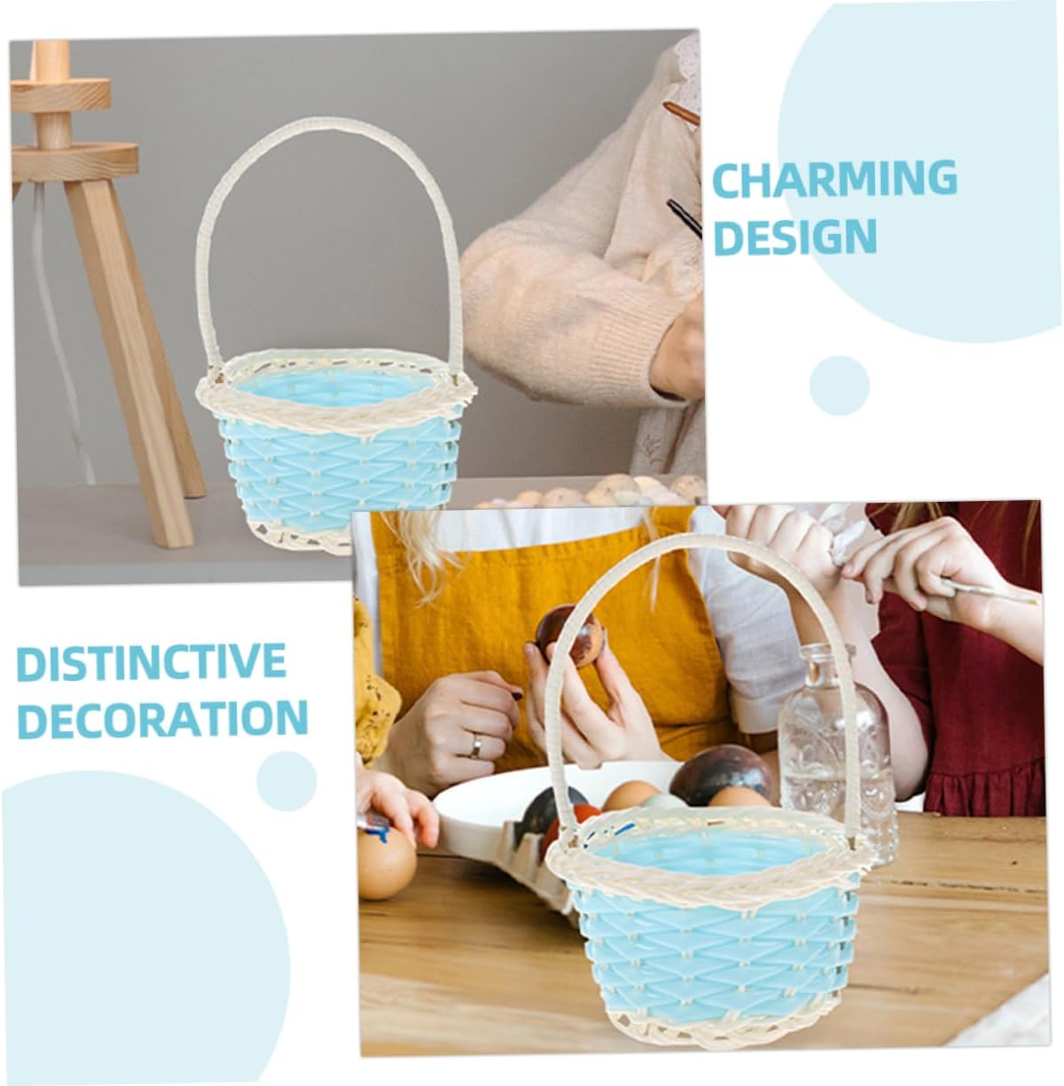 6Pcs Woven Baskets Plastic Storage Baskets Tiny Candy Serving for Shower Party Favors image number 3