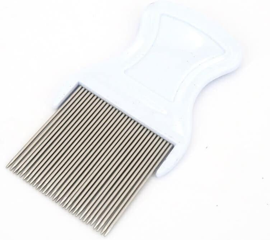 Hair Lice Comb Stainless Steel Teeth White PP Handle All Hair Types 9.5 X 4.5Cm