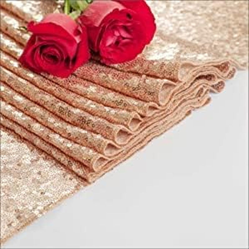 Rose Gold Glitter Sequin Table Runner 12X108 Inch for Sparkling Your Party Home Table Docorations Happy Birthday Wedding Bridal Shower Baby Shower image number 6