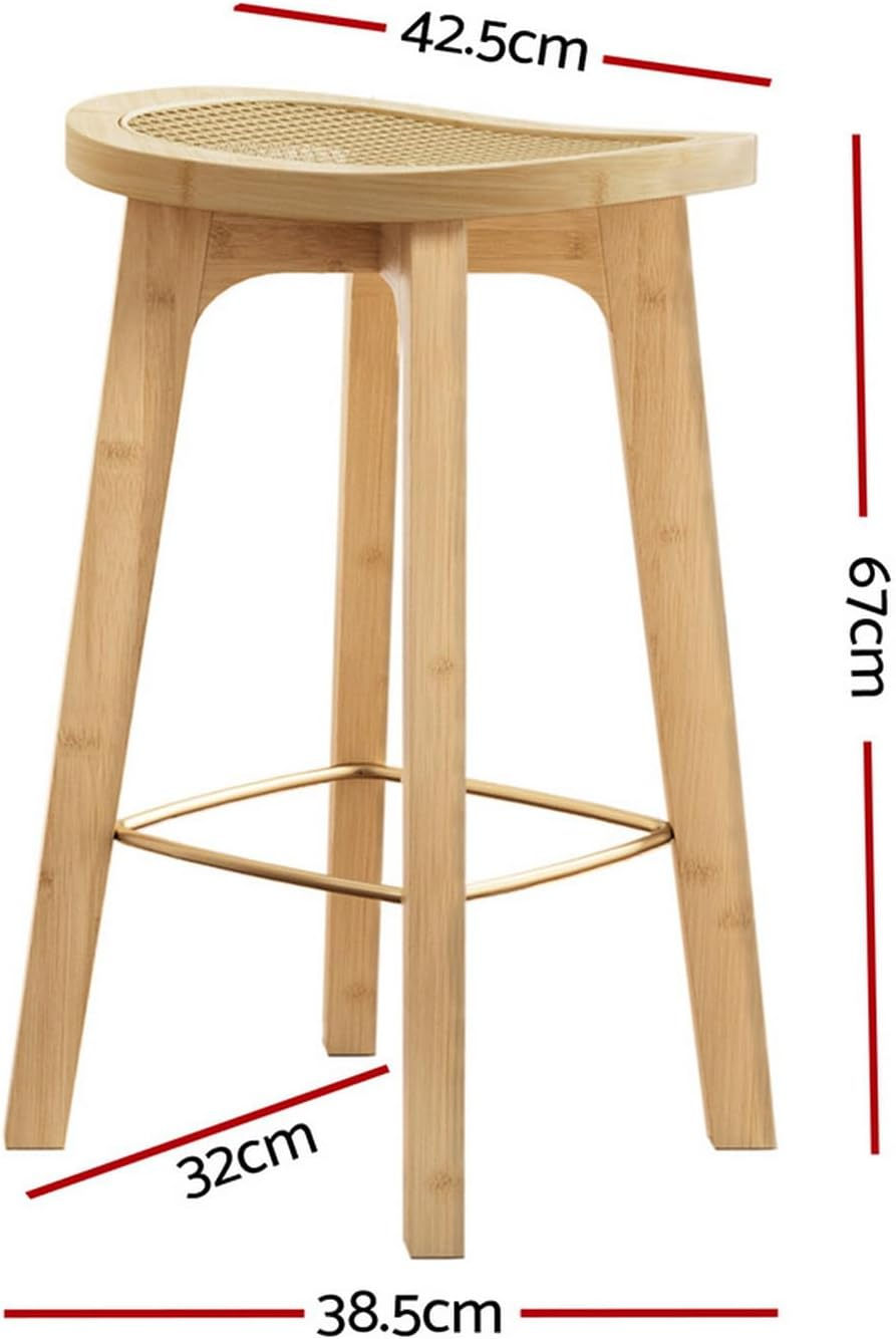 Artiss 2X Bar Stools Bamboo Rattan Stool Counter Chair Kitchen Barstools image number 1