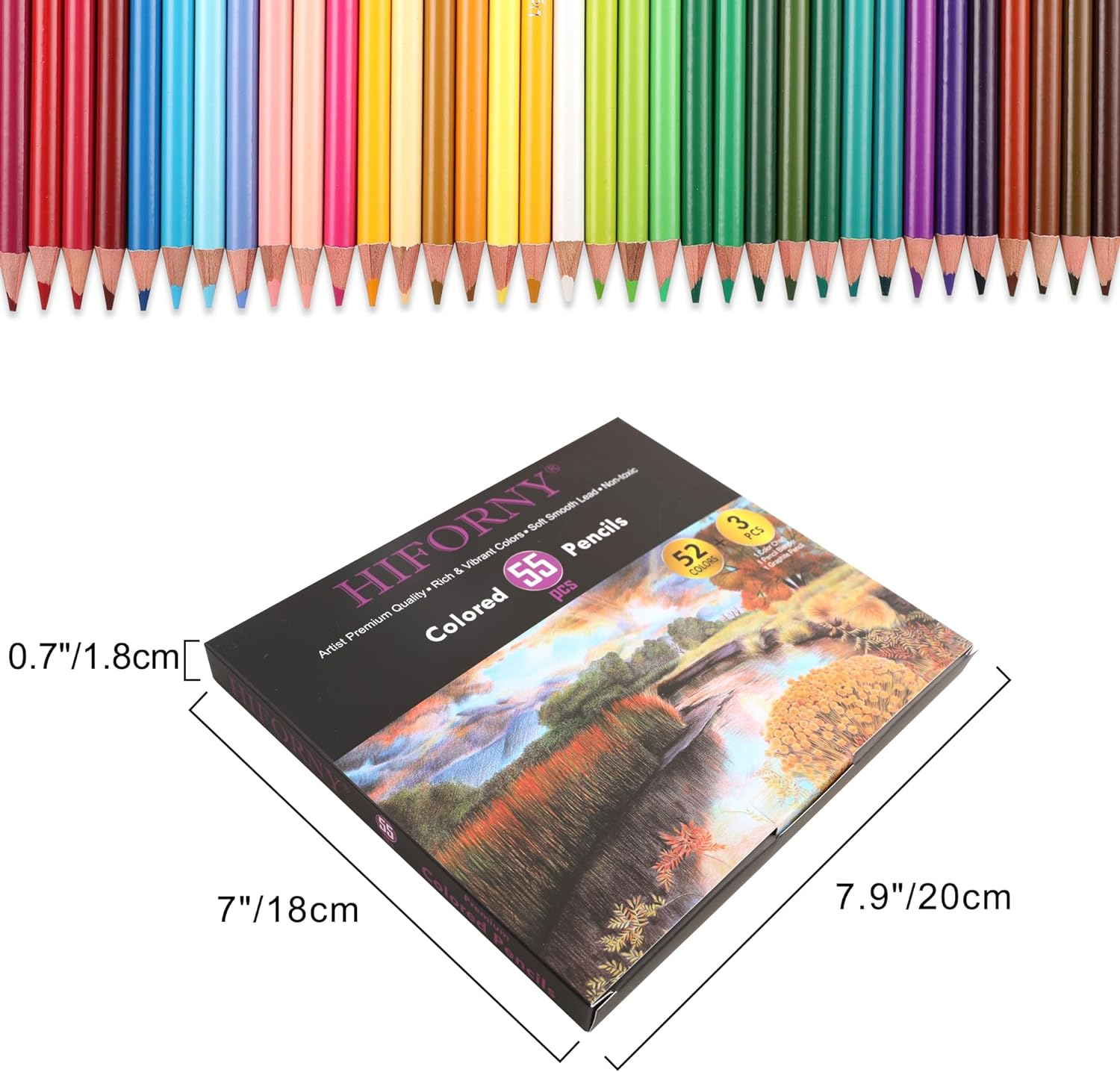 55 Pack Colored Pencils Set for Adult Coloring,52 Colors Coloring Pencils with Extras,Artists Soft Core,Vibrant Color,Drawing Pencils Art Craft Supplies for Adults Beginners Kids image number 5