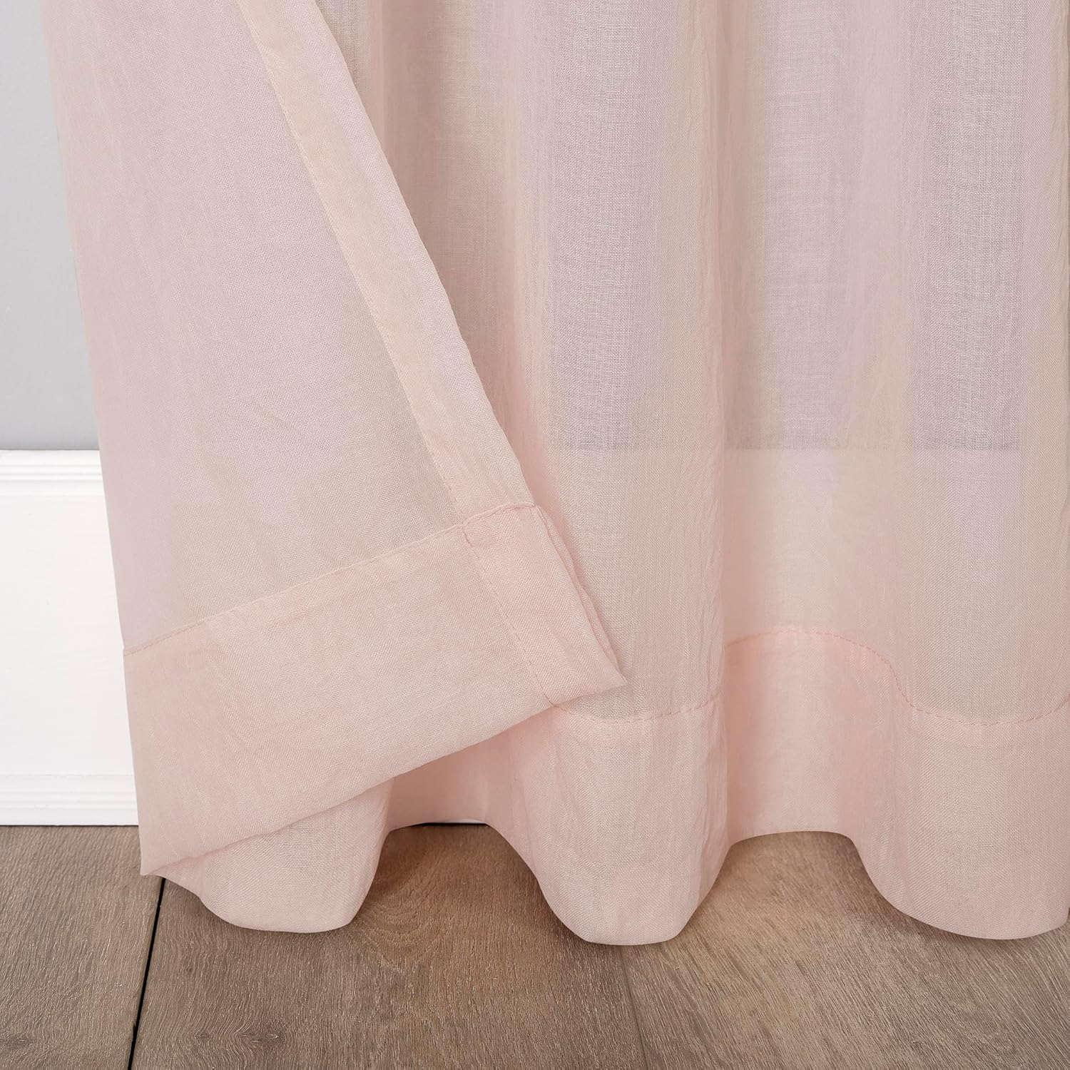 No. 918 Tayla Crushed Texture Semi-Sheer Rod Pocket Curtain Panel, 50" X 84", Blush Pink image number 5