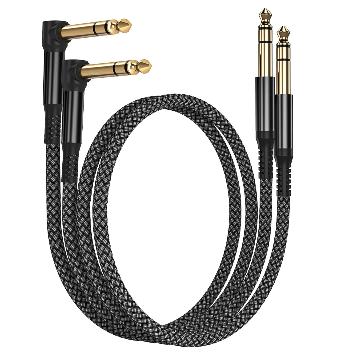RUXELY 6.35Mm TRS Instrument Cable 1M 2-Pack,Right Angle 90 Degree 1/4 Inch Male Jack Stereo Audio Cord,6.35 Balanced Line Lead for Electric Guitar,Bass,Keyboard,Mixer,Amplifier/Amp,Speaker,Equalizer image number 5