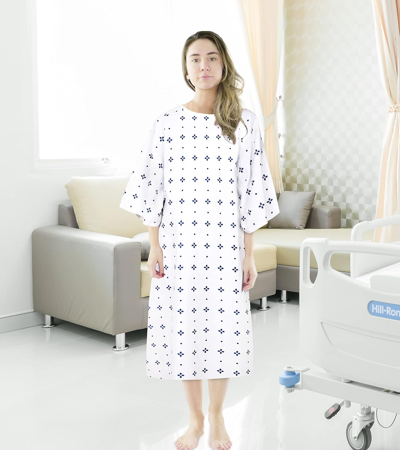 Utopia Care Cotton Blend Hospital Gown, Back Tie, Fits Sizes up to 2XL (6-Pack) image number 6