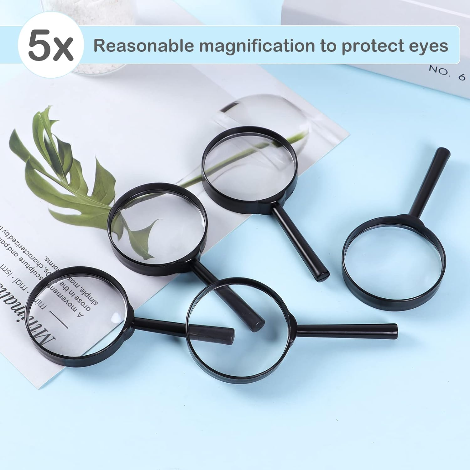 32Pcs Magnifying Glass for Kids, Hand Lens Portable Magnifying Glasses for Science Class, Outdoor Activities, Party, Reading (Black) - Blue,Green,Orange,Pink,Red image number 2