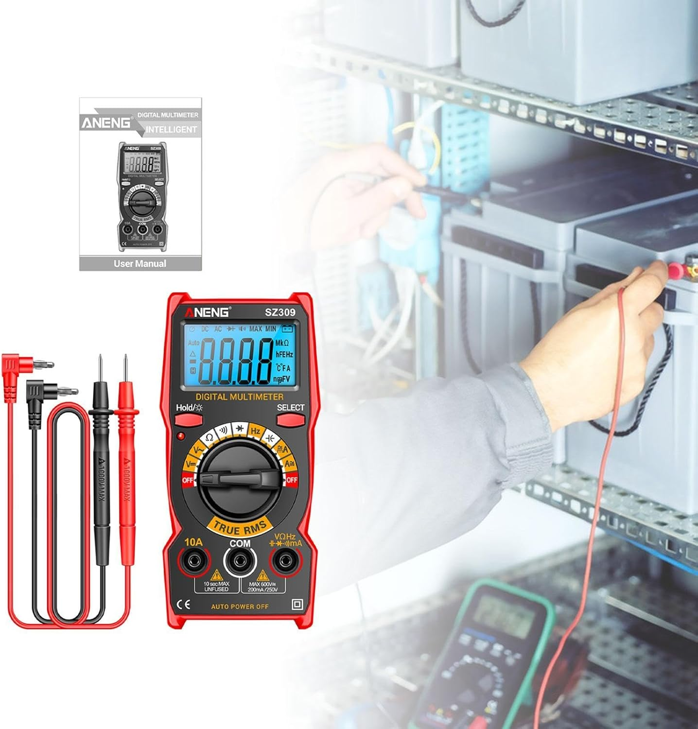 Abbraccia Digital Multimeter Multiuse Current Meter Sturdy Voltage Tester Small Multi Testers for Fuses Automotive Troubleshooting image number 5