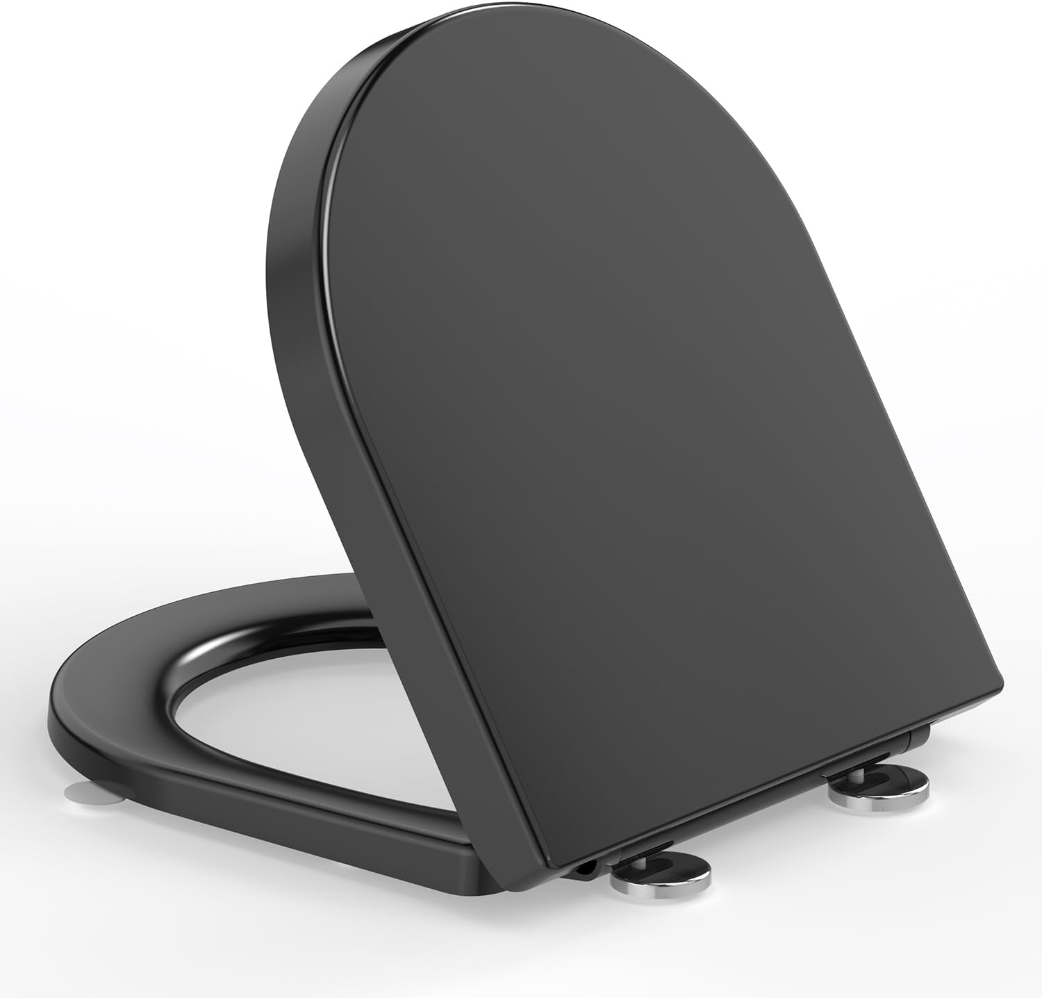 YEAUPE PRO U2009B WC Sitz Mit Absenkautomatik D-Form Schwarz Toilet Seat with Soft-Close Mechanism, D-Shape, Black D, 42.5 X 36.3 X 4.9 Cm