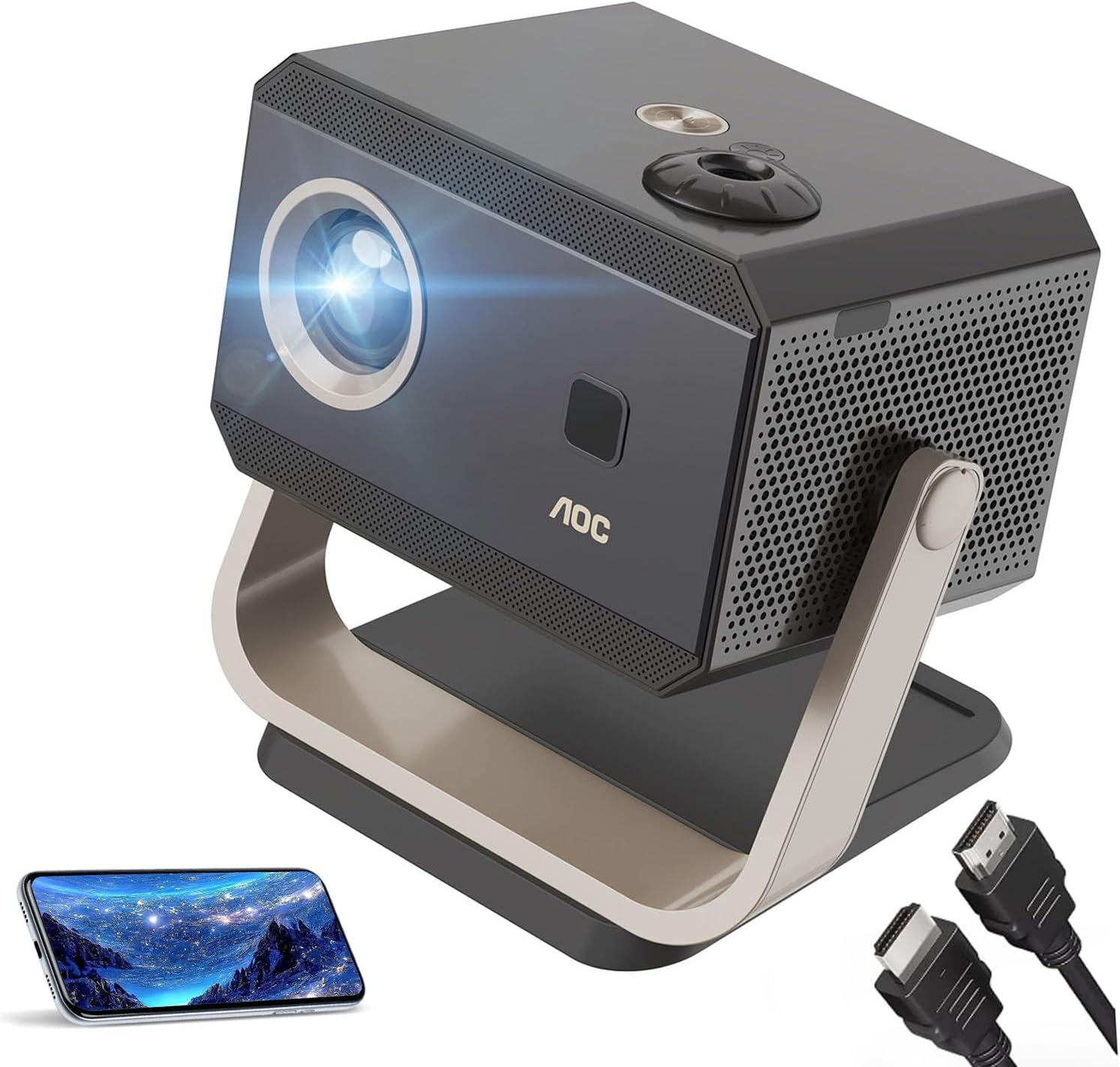 AOC Portable Projector Full HD 4K/1080P,15000 Lumen,500 Ansi,Autofocus/Auto Keystone Correction/Projector with Wifi6 and Bluetooth,Compatible with Ios/Android/Pc/Ps4/Ps5 for Work and Gaming image number 5