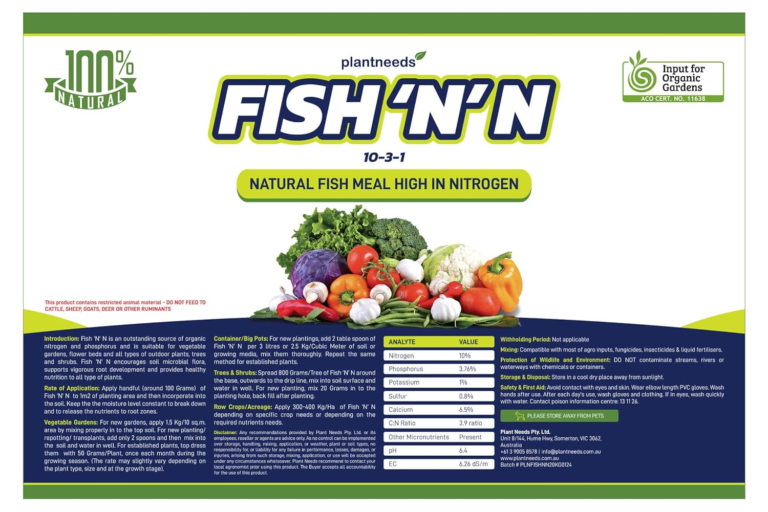 Plant Needs Fish N N 1 Kg I Powder I 100 % Organic I Fish Meal Fertilizer I 10-3-1-6 I Australian Certified Organic I image number 5