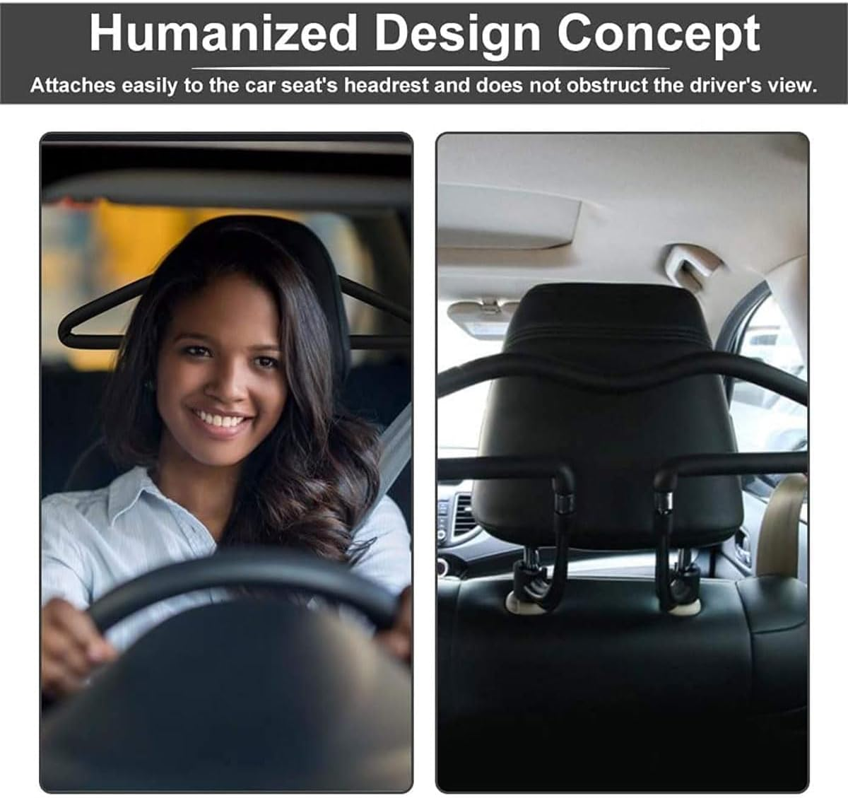 AIMALL Car Clothes Hanger for Headrest &ndash; Stainless Steel Back Seat Coat Rack, Wrinkle-Free Garment Organizer Hook, Space-Saving Car Suit Hanger, 17.7X9.8In image number 4