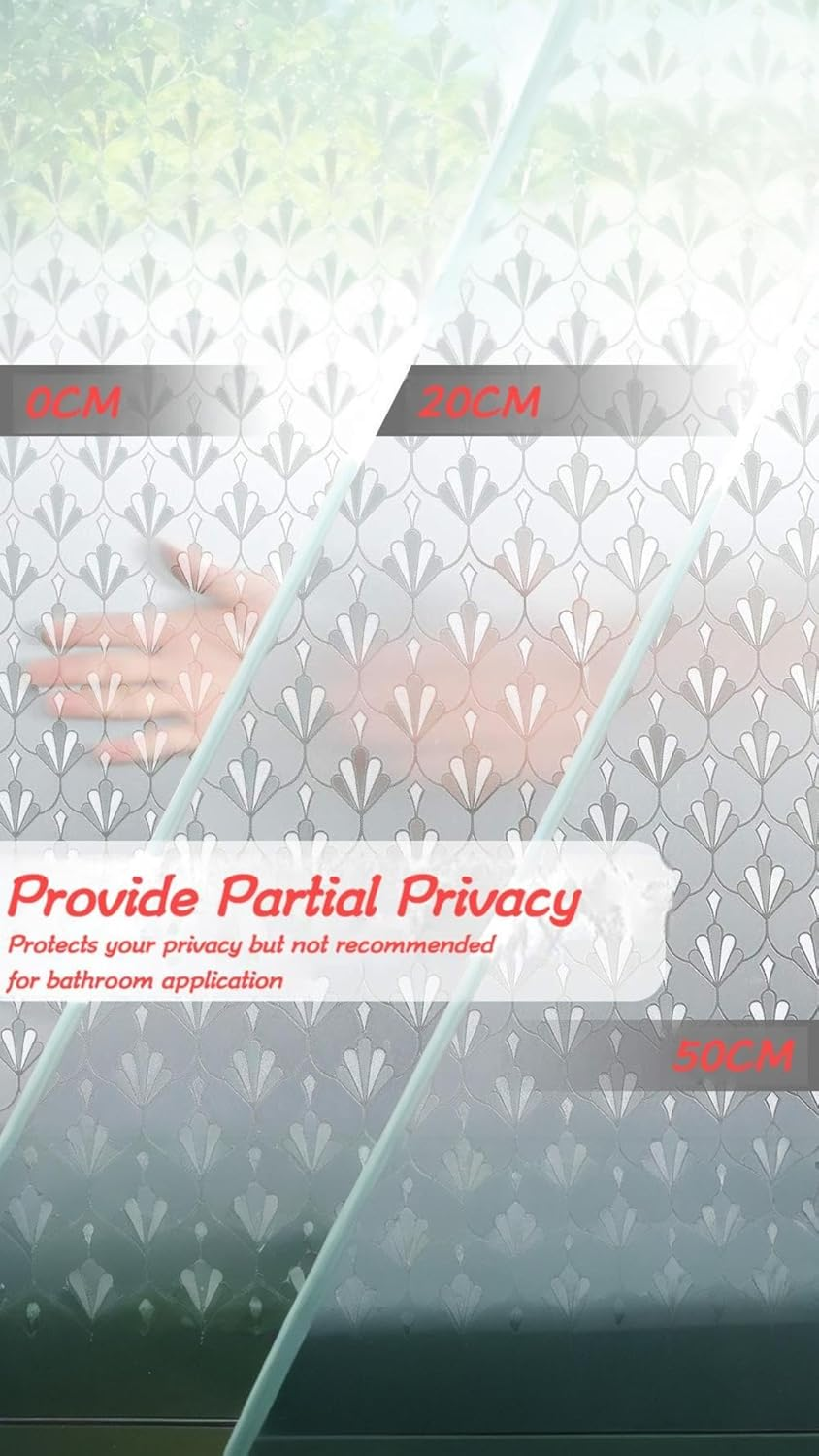 Honwor Frosted Glass Film - Privacy Window Sticker | Sun Blocking, Removable & Reusable | Decorative Static Cling Film for Home, Kitchen, Living Room | 60X100Cm image number 5