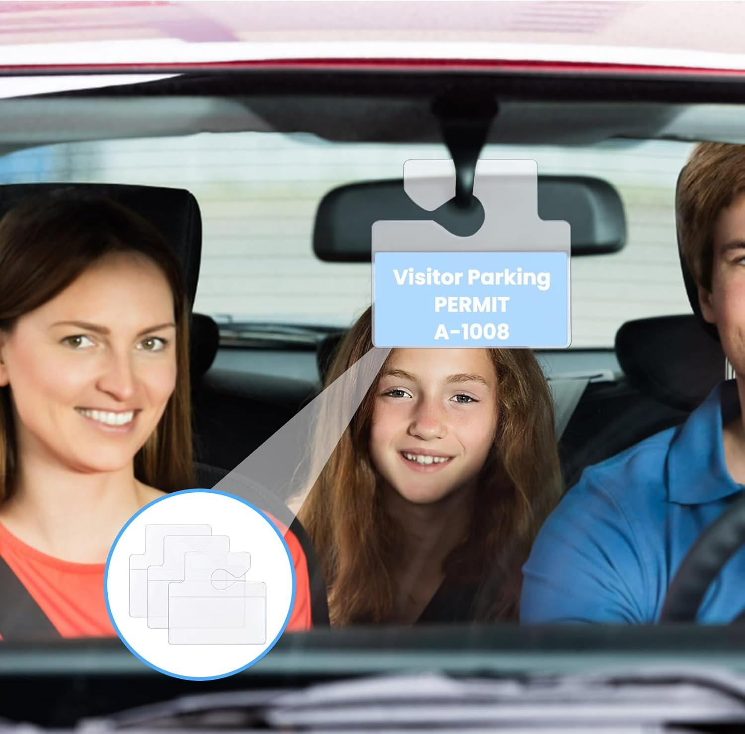 20 Pcs Clear Parking Pass Holder for Car Windshield, Handicap Placard Holder, Permit Holder, Parking Permit Hang Tag for Car Rear View Mirror (Clear)