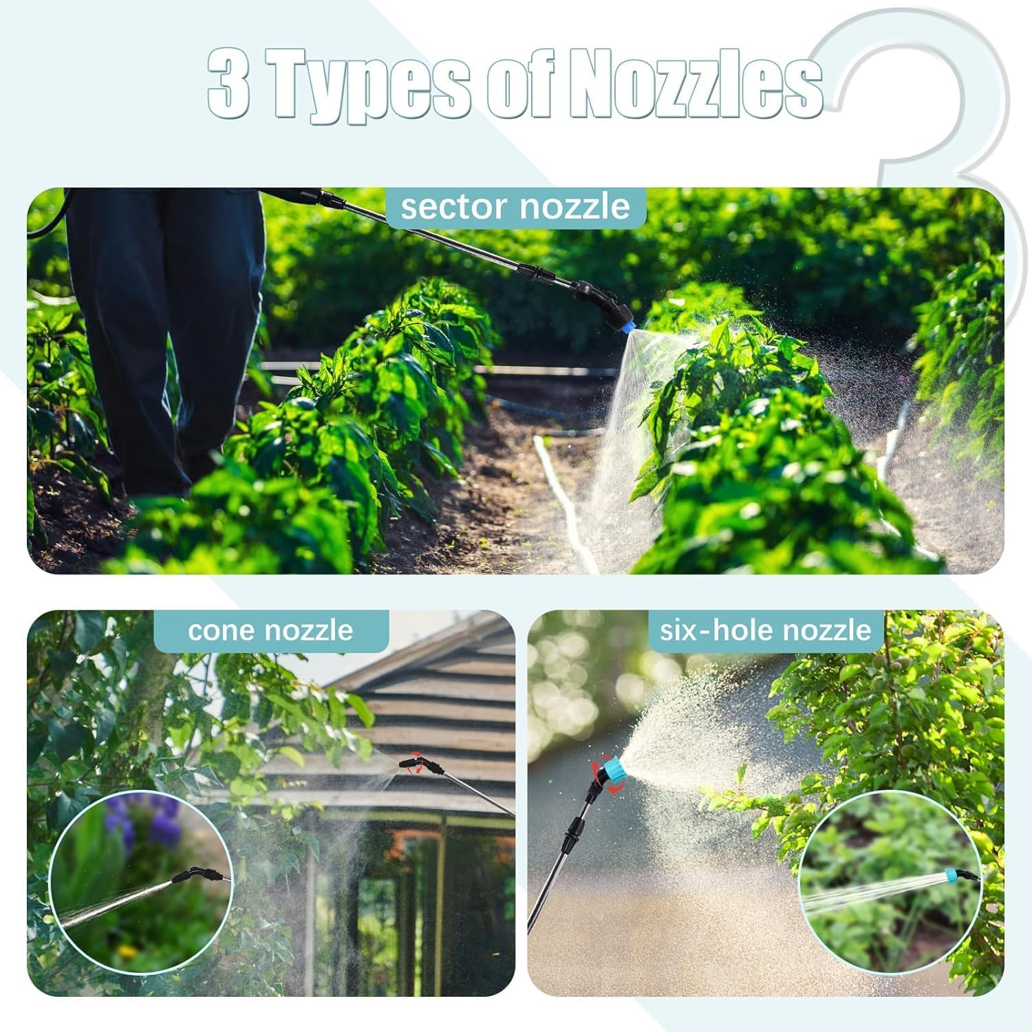 Electric Sprayer with 3 Adjustable Speed, Battery Powered Pump Sprayer, 2 Gallon Garden Sprayer with Retractable Wand, 4 Mist Nozzles, Adjustable Shoulder Strap for Lawn, Yard, and Garden image number 1