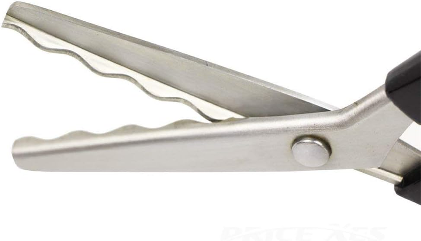 Fabric Pinking Shears Craft Scissors，Serrated Scalloped Stainless Steel Handled Professional Sewing Black Scissors, Scissors for Leather, Tailoring, Paper Crafts Hand Shears Etc. (Scalloped18Mm) image number 6