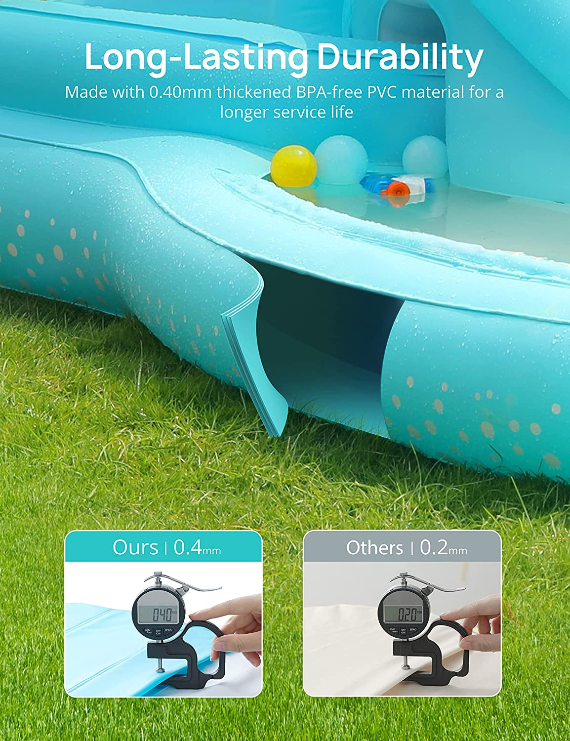 Evajoy Kiddie Pool, Inflatable Play Center Kids Pool with Slide, Water Sprayers Thickened Wear-Resistant Full-Sized Swimming Pool for Kids Toddler Children, Garden Backyard & Indoor Use 110&rdquo;X71&rdquo;X53&rdquo; image number 2