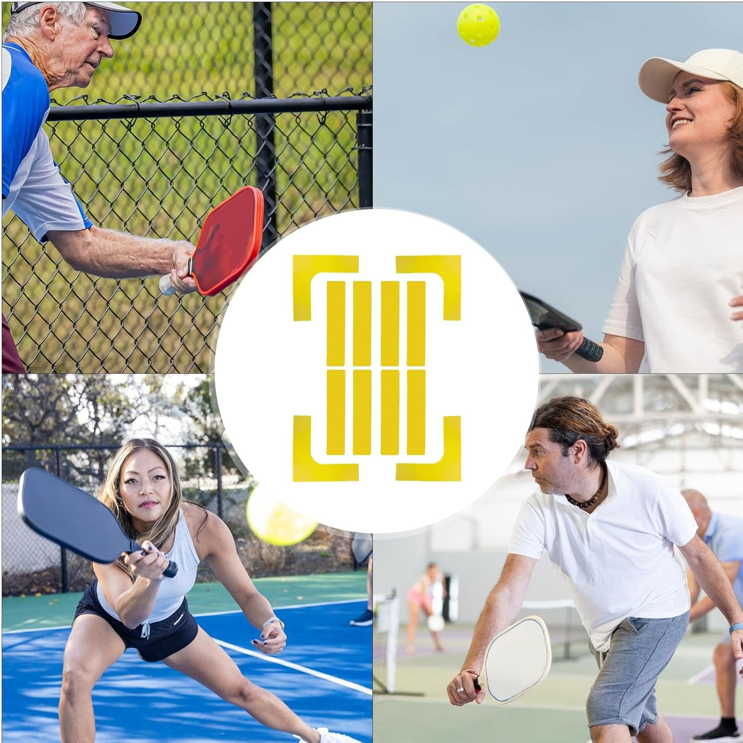 Court Line Marker Kit | Court Throw down Markers,Anti-Slip Portable Tennis Sports Throw down Accessories for Driveway School Gym Park Outdoor Training Field Backyard