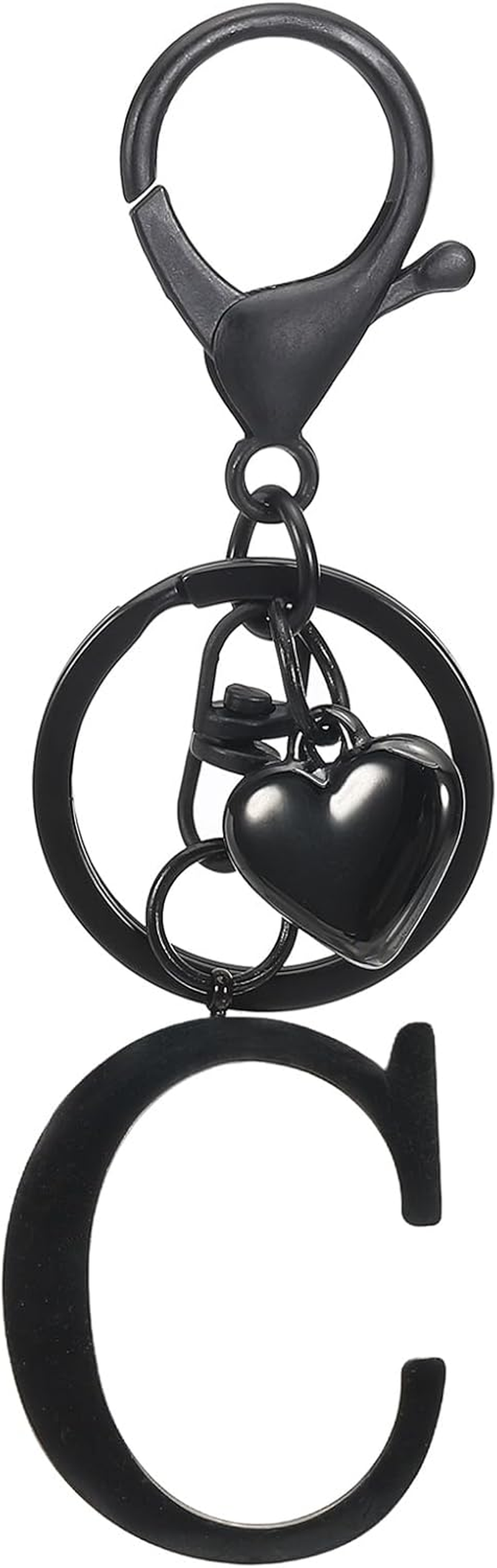 Sourcing Map Heart Initial Letter Keychain, Stainless Steel Keyring Alphabet Charm for Handbag, Women Purse image number 6