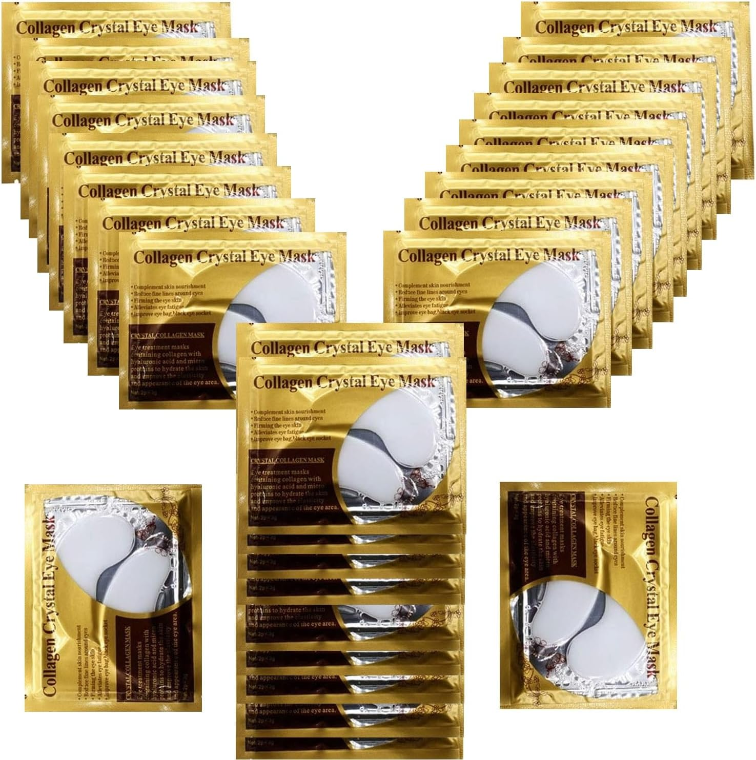 60Pieces Collagen Eye Masks, 24K GOLD under Eye Patches, Dark Circles and Wrinkles, Anti-Aging, Gel Pads for Puffiness and Bags, Immune System Support for Eyes, with Hyaluronic Acid, Deep Moisturizing