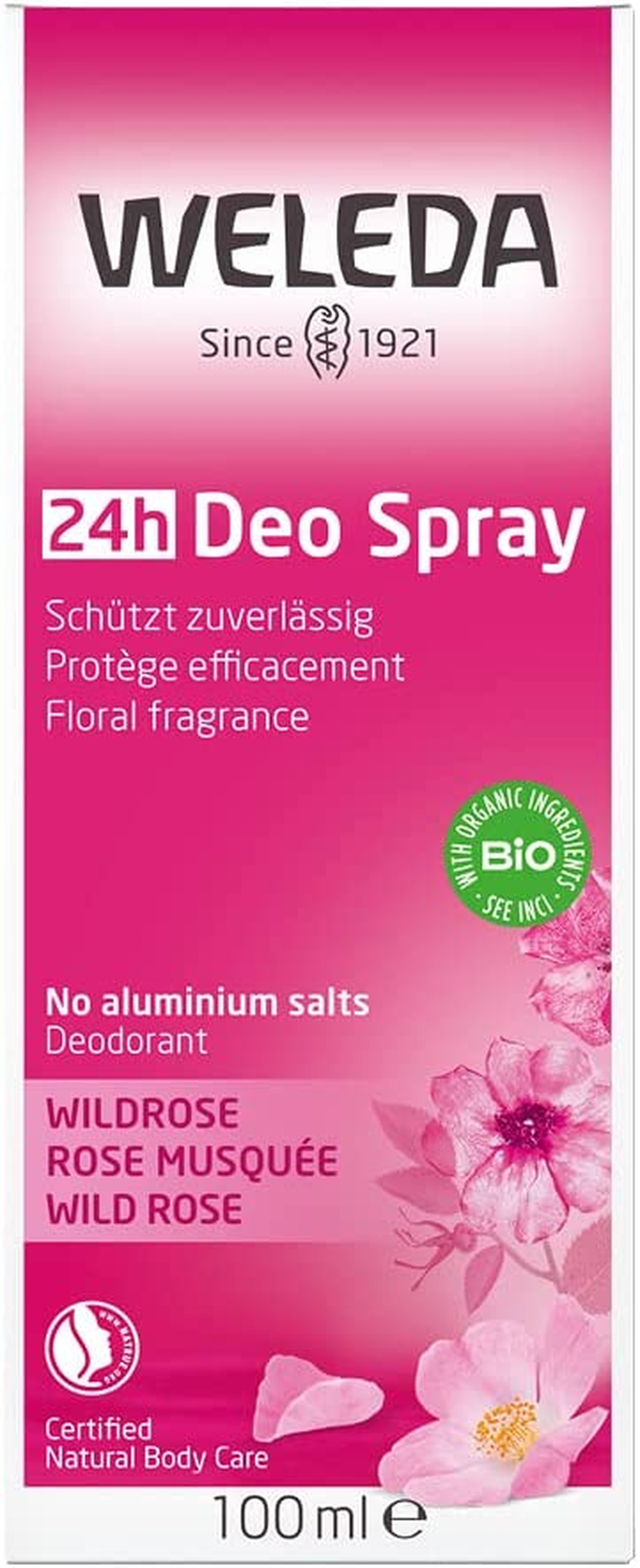 WELEDA Wild Rose Deodorant Spray 100Ml | 24Hour Protection | No Aluminium Salts | Organic | Vegan