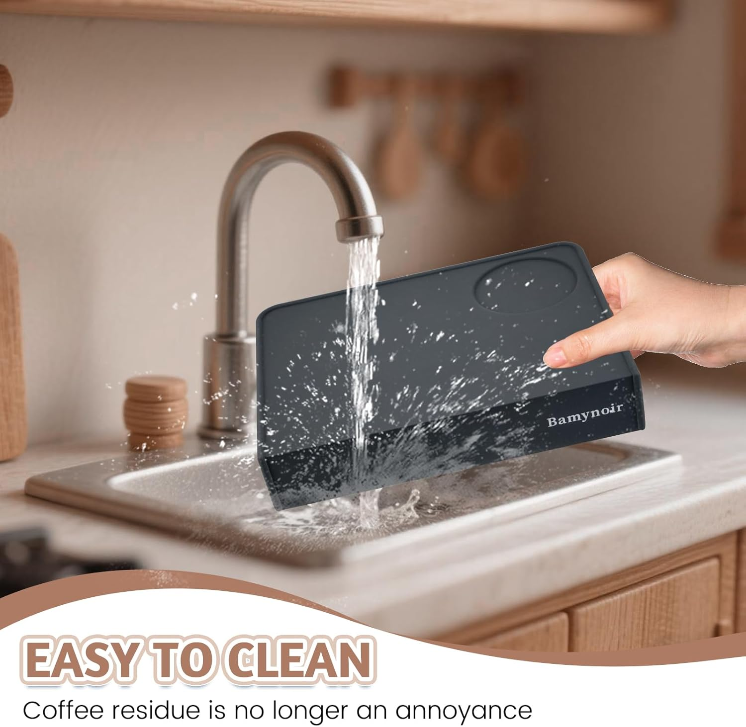 Bamynoir Coffee Tamper Mat,Espresso Tamping Station,Food Grade Silicone,8&Prime;&times;6&Prime;Premium Barista Tamping Mat,Non-Slip Portafilter Base & Espresso Station for Precision Coffee Grounds (Black-A) image number 3