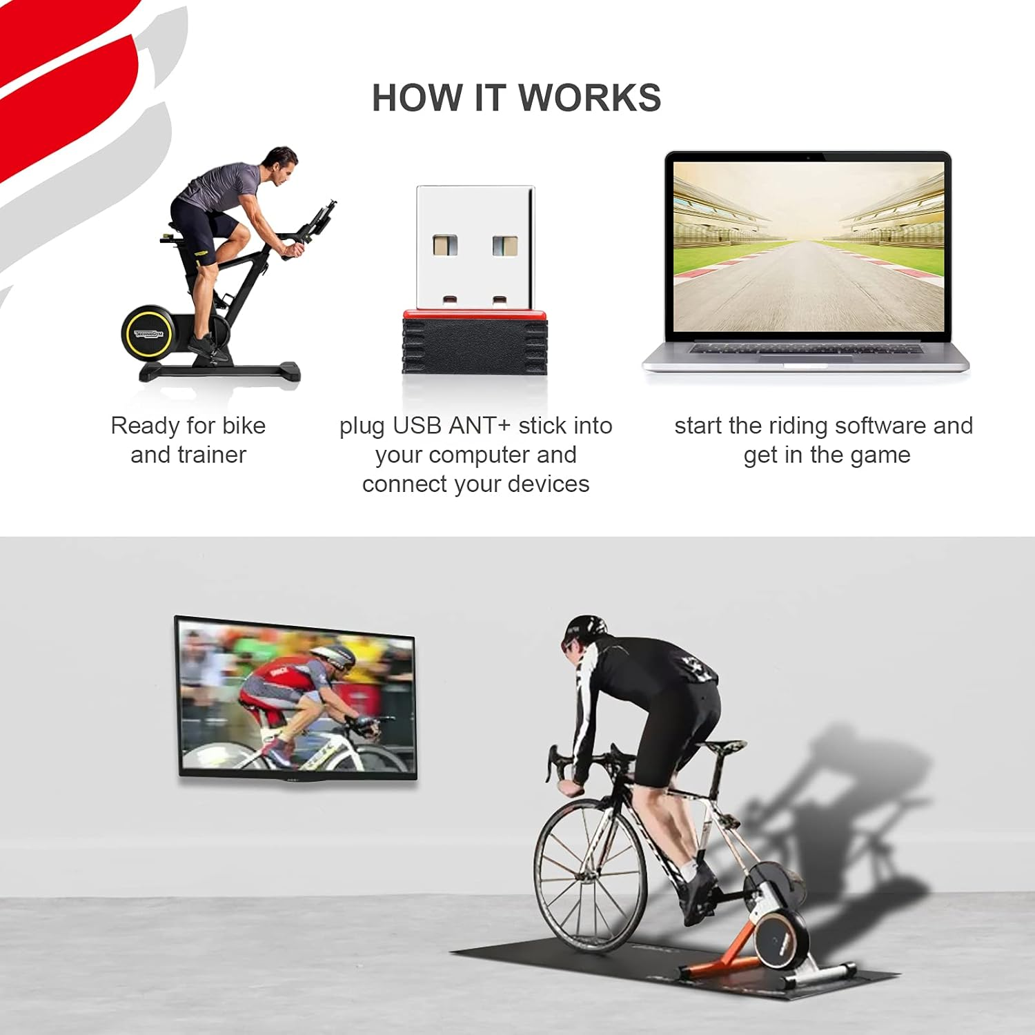 FITCENT ANT Dongle for Zwift Garmin Cycling and Fitness Device, ANT+ USB Dongle Stick Receiver for Wahoo, Suunto, Tacx, Bkool, Cycleops, Trainerroad image number 6