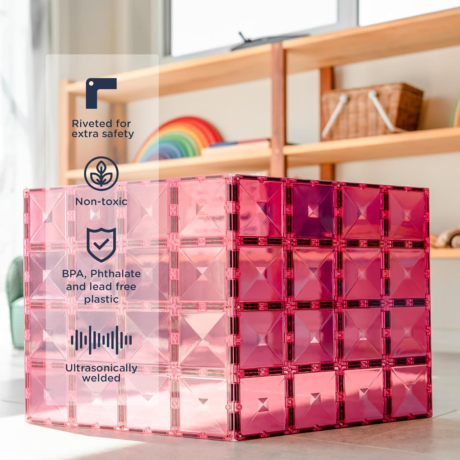 CONNETIX Pastel Base Plate Pack, Pink & Berry, 2 Pieces image number 1