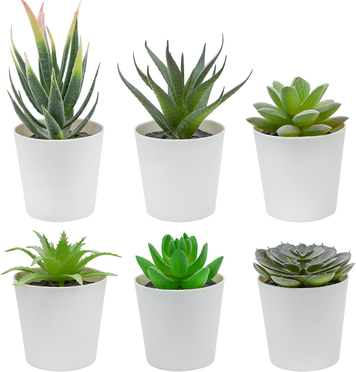 Bacucine Set of 6 Succulents Plants Artificial in Pots Desk Plant Fake Plants Faux Succulents for Bedroom Windowsill Shelf Office Home Decor (Red)