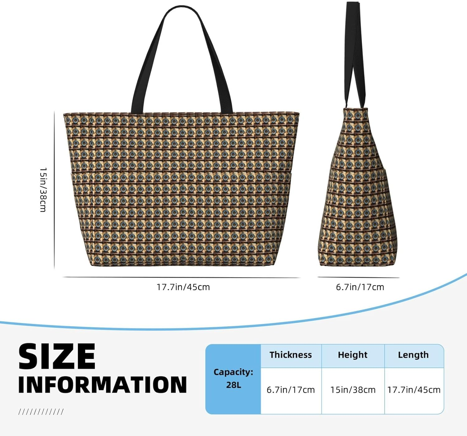 OAZCVBNN Gears Clock Bronze Century Print Reusable Bag Stylish Summer Lightweight Vacation Picnic Gym Camping Versatile Use image number 5