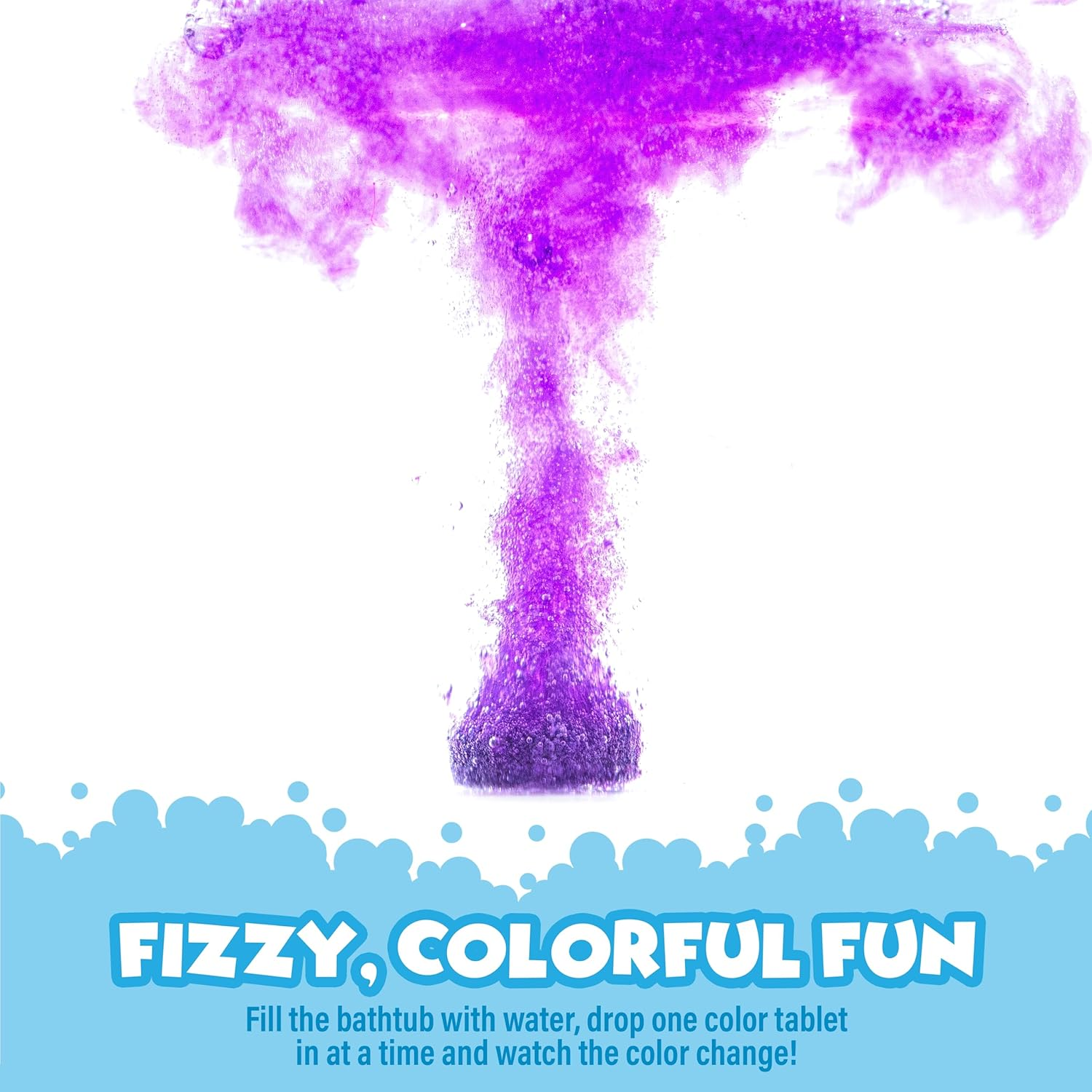 Tub Works&reg; Bath Colour Fizzies, 150 Count | Nontoxic & Fragrance-Free | Fizzy, Bath Colour Tablets for Kids | Create Fun Bath Colours | Water Tablets in 7 Colours for Variety | Bath Bombs for Kids Bath image number 6