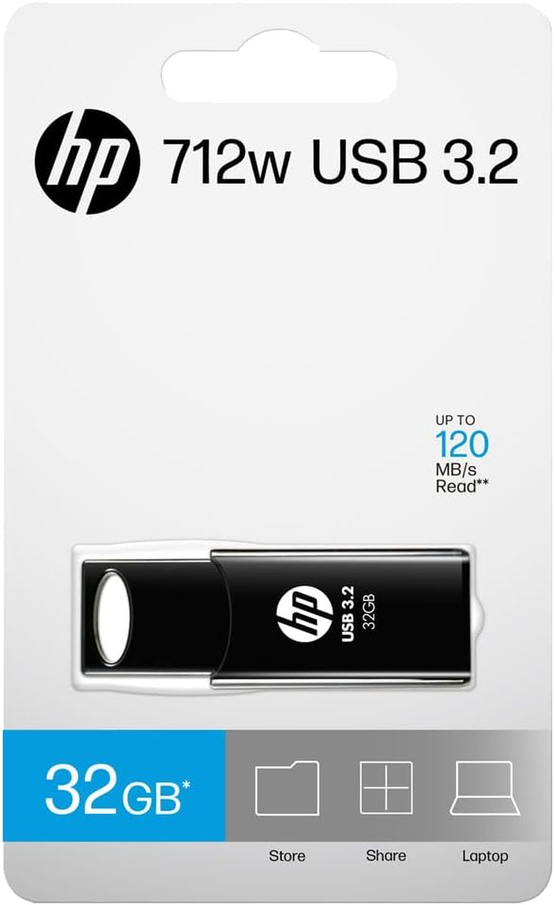 HP 712W USB 3.2 Gen 1 Flash Drive 32GB Black Read Speed up to 120Mb/S