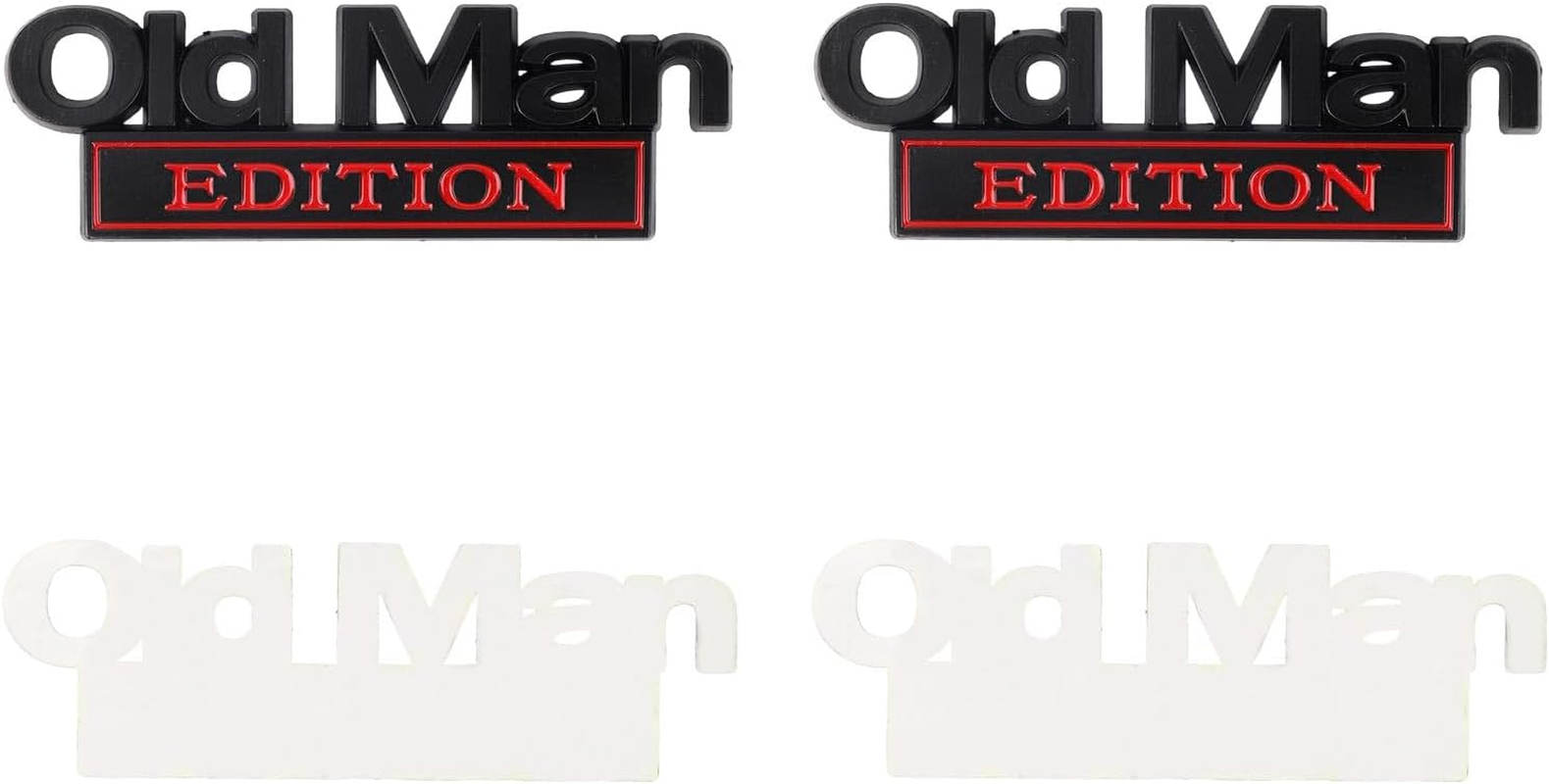 Penitue 2Pcs Old Man Edition Car Emblems, Zinc Alloy Old Man Edition Car Badge Waterproof 3D Bumper Badge Emblem for Motorcycle SUV Truck Fender Rear Tailgate (Black Red)