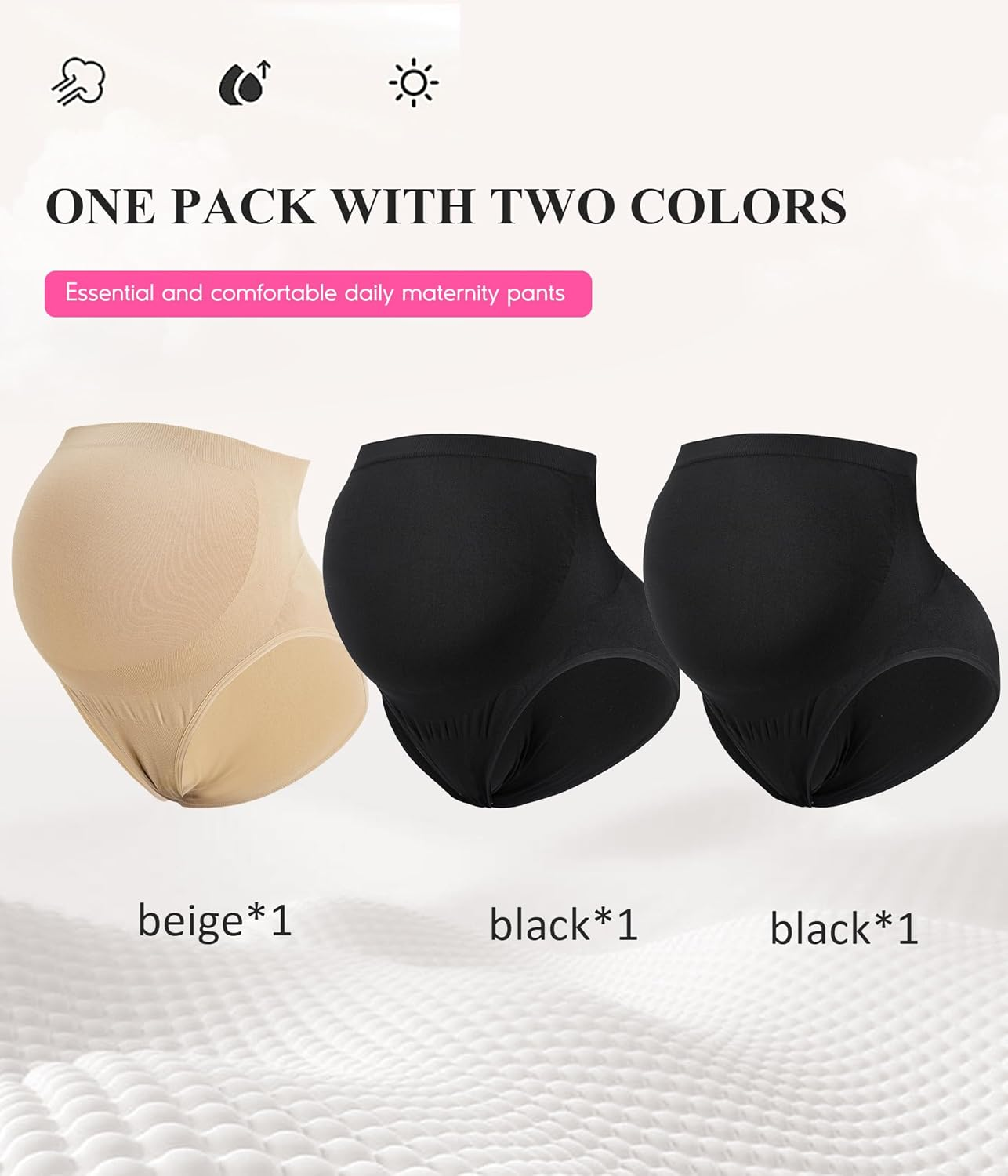 BRABIC Women&rsquo;S Seamless Maternity Panties High Waisted Pregnancy Underwear Belly Support Briefs over Bump 3 Pack image number 4