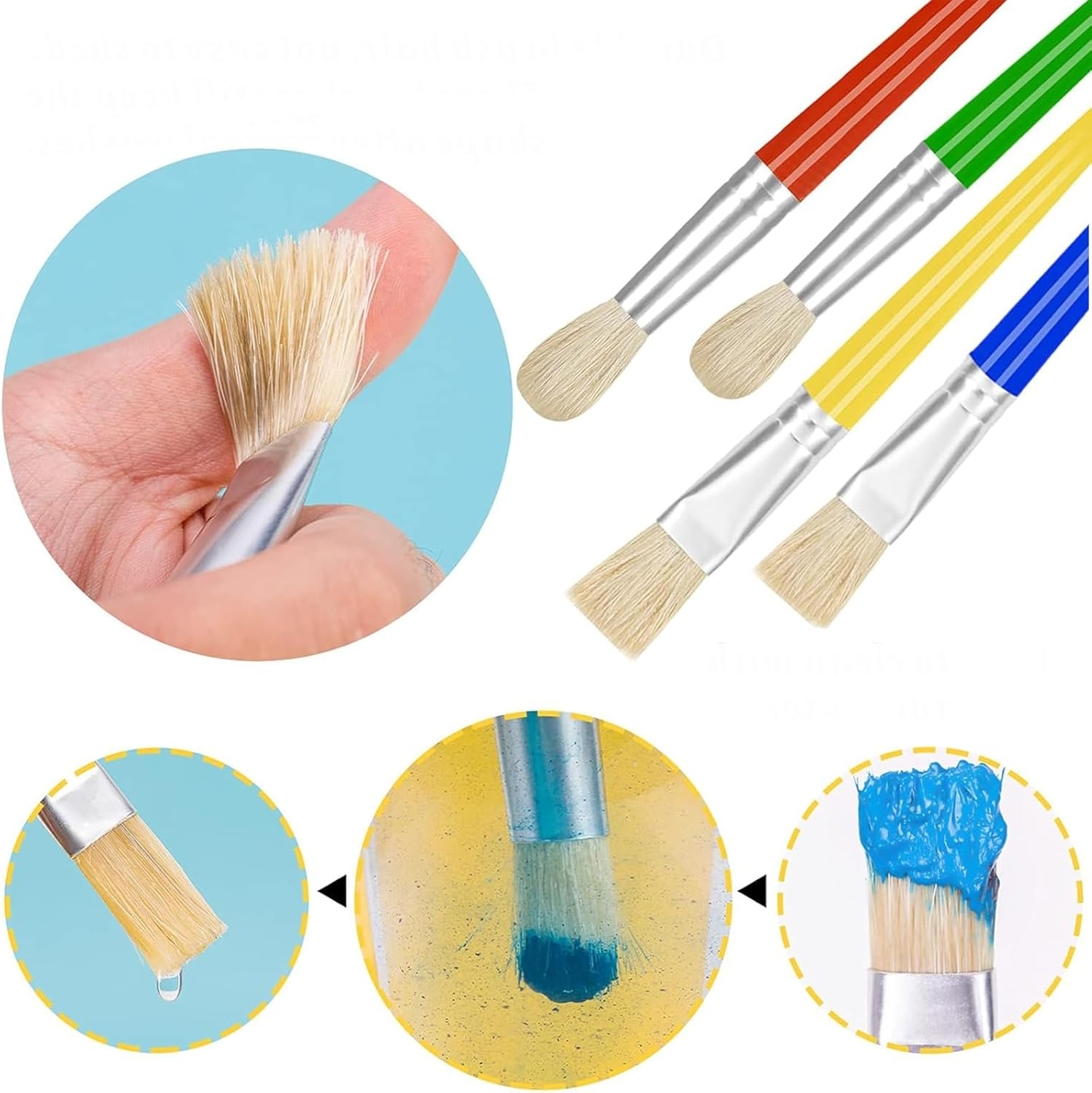 Lgqsunfa Paint Brushes for Kids,10 Pcs round and Flat Toddler Paint Brush for Preschool Children Painting Party Supplies,Washable and Acrylic Paint image number 3