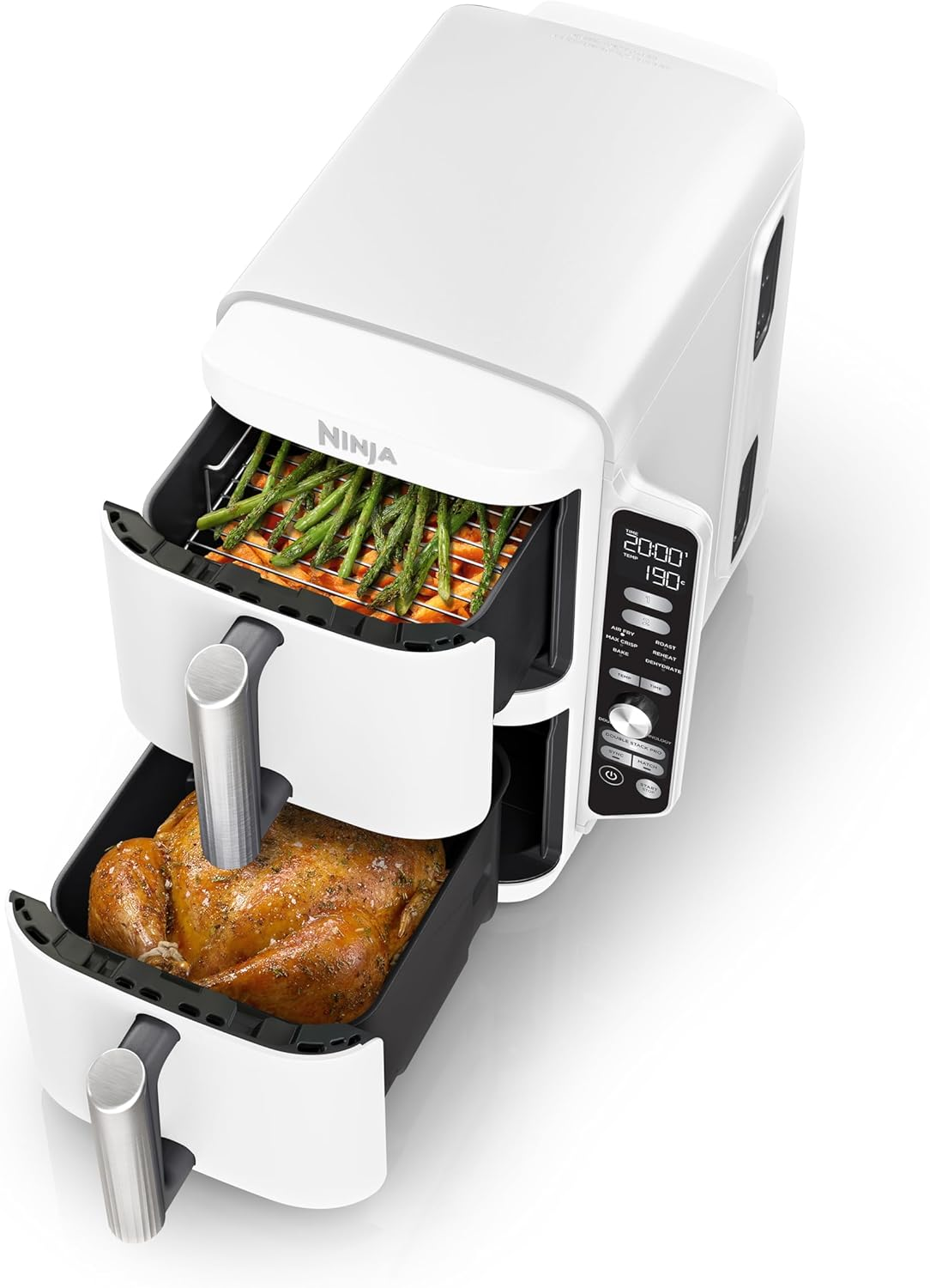 Ninja SL400ANZ Double Stack XXXL 9.5 Liter 2 Drawer Air Fryer, White image number 4