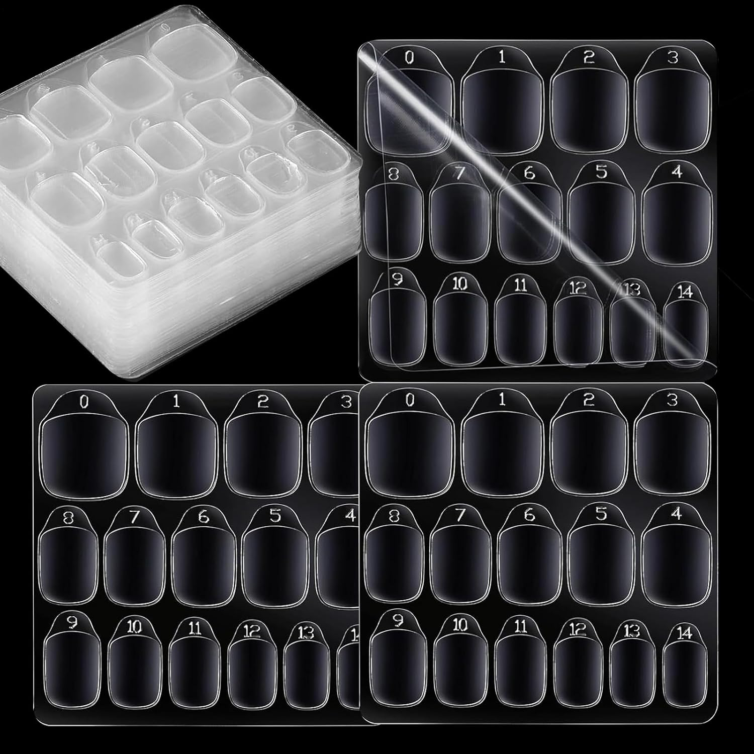 Nails Stickers, 15 Sheets Double Side Transparent Adhesive Tab, Waterproof Breathable False Nail Adhesive Tap for Beginners, Children, Women, Girls (15 Sizes) image number 1