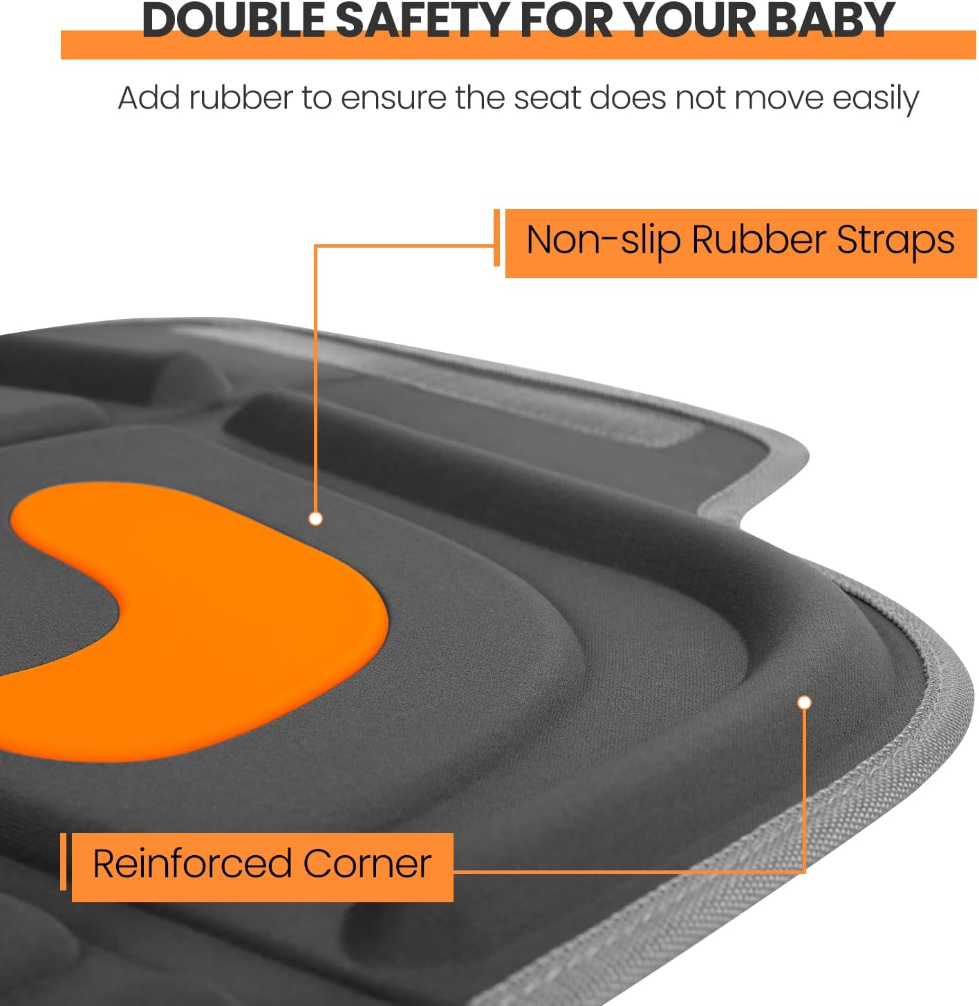 HEYTRIP Car Seat Protector and Kick Mat, Rear-Facing/Forward Facing, for 0~12 Years Old Children, Waterproof, Easy Cleanup, Non-Slip, Fit Most Car Seats(Dark Grey Orange) HEYT07002AB image number 4