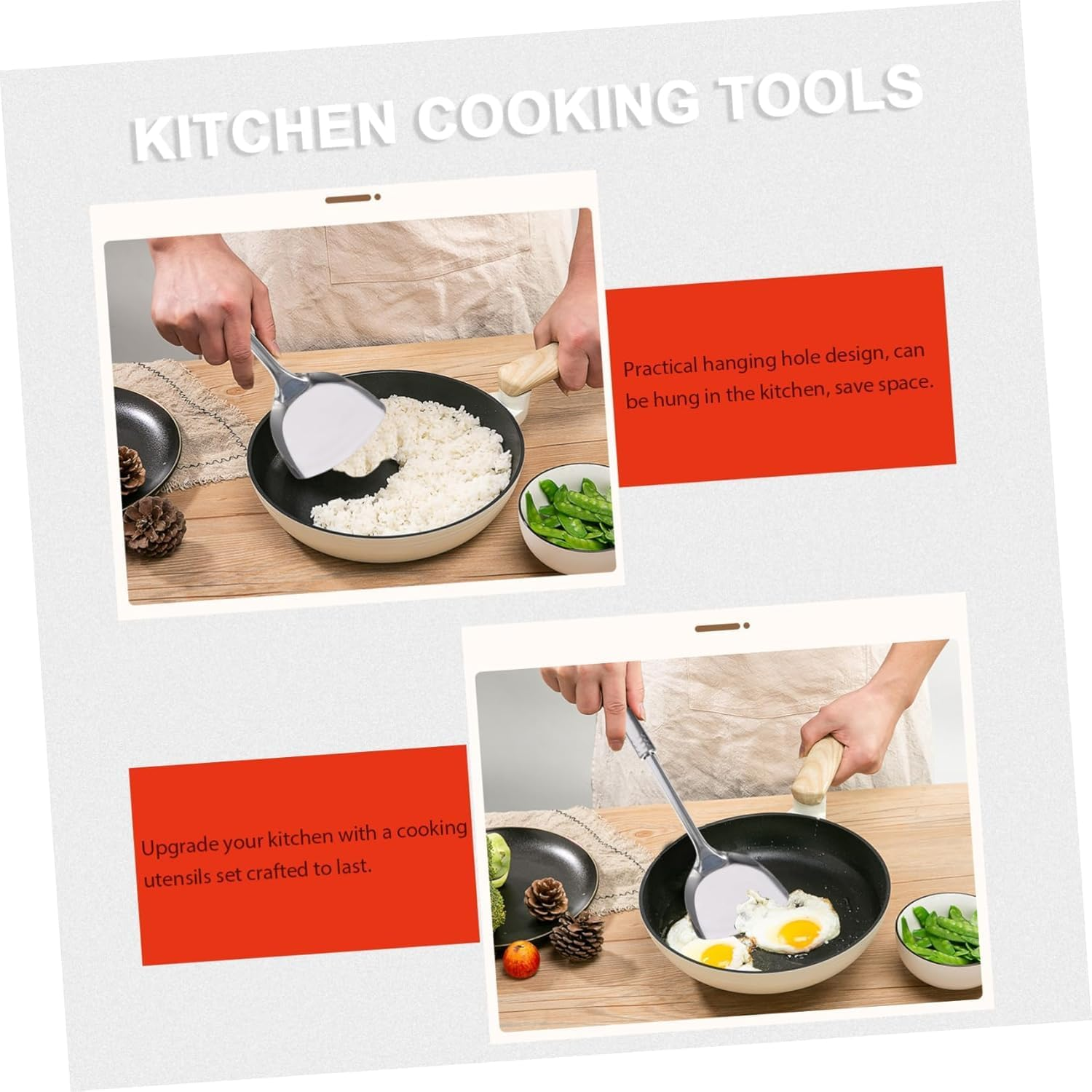 7Pcs Kitchen Utensils Cooking Tools Stainless Steel Kitchen Utensil Kitchen Cookware Utensil Kit Kitchenware Meat Fork Soup Ladle Cooking Gadgets Stainless Steel Utensil