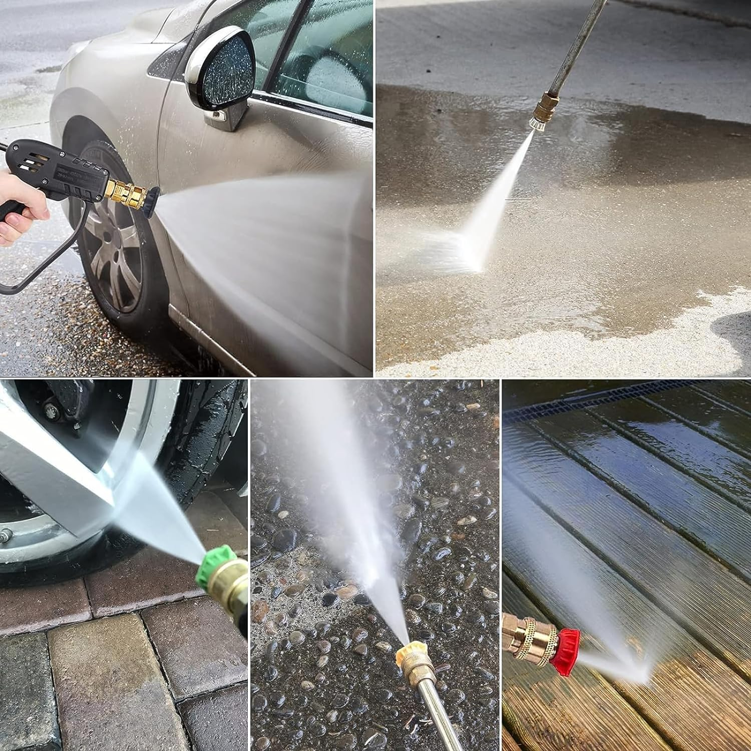 Brass Pressure Washer Gun Adapter with 1/4" Female Quick Connect Fitting,With 5-Pack Nozzles Spray Tips Multiple Degrees,Fit K Archer K Series,Nice with Foam Cannon image number 3