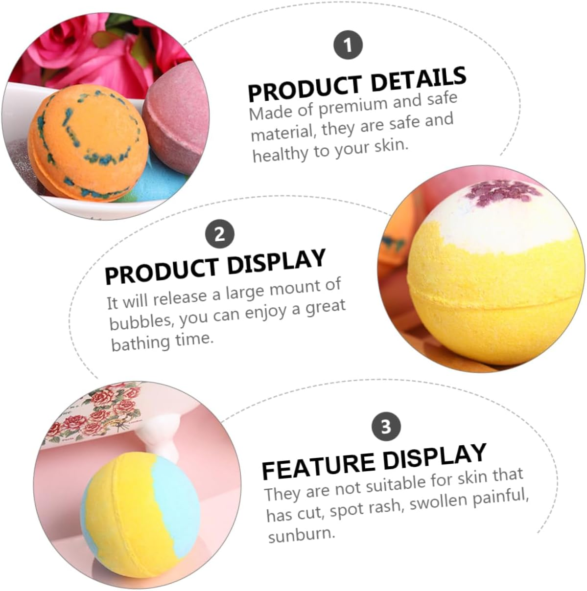 6Pcs Bath Bath Ball Boys and Girls Bubble Bombs Natural Spa Bubble Salt Balls image number 6