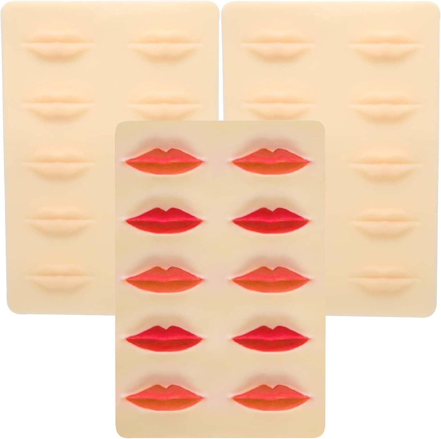 Lyuxzad 3Pcs Tattoo Practice Lips - 3D Soft Silicone Makeup Lips with 10 Shapes for Permanent Microblading Training image number 2
