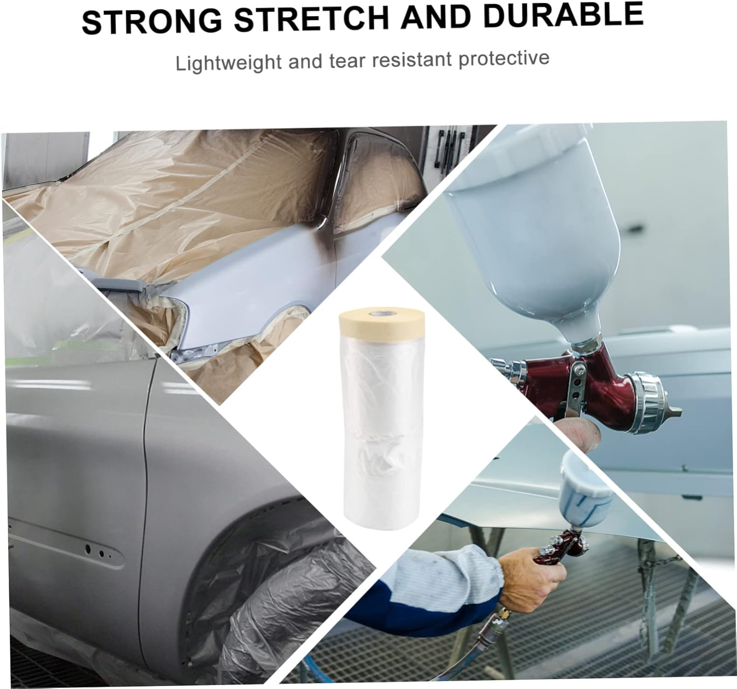 Masking Tape Protective Film Spray Painting Cover, Pre-Taped Masking Film for Car and Home Renovation, 1100Mm X 30M Painting Protection Sheet image number 4