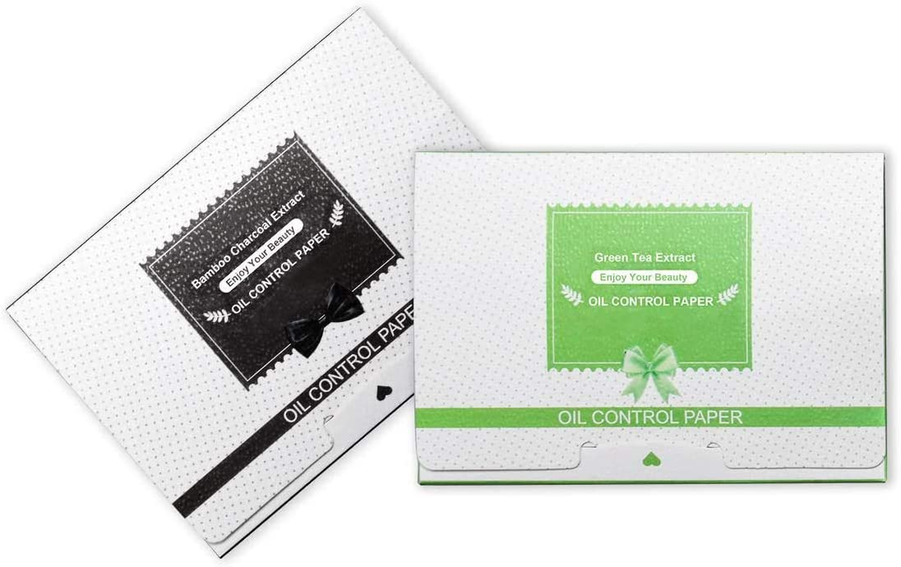 200 Sheets Oil Blotting Paper, Bamboo Charcoal and Green Tea Facial Oil Absorbing Sheets, Top Handy Portable Oil Absorbing Tissues for Skin Care or Make Up(2 Pack)