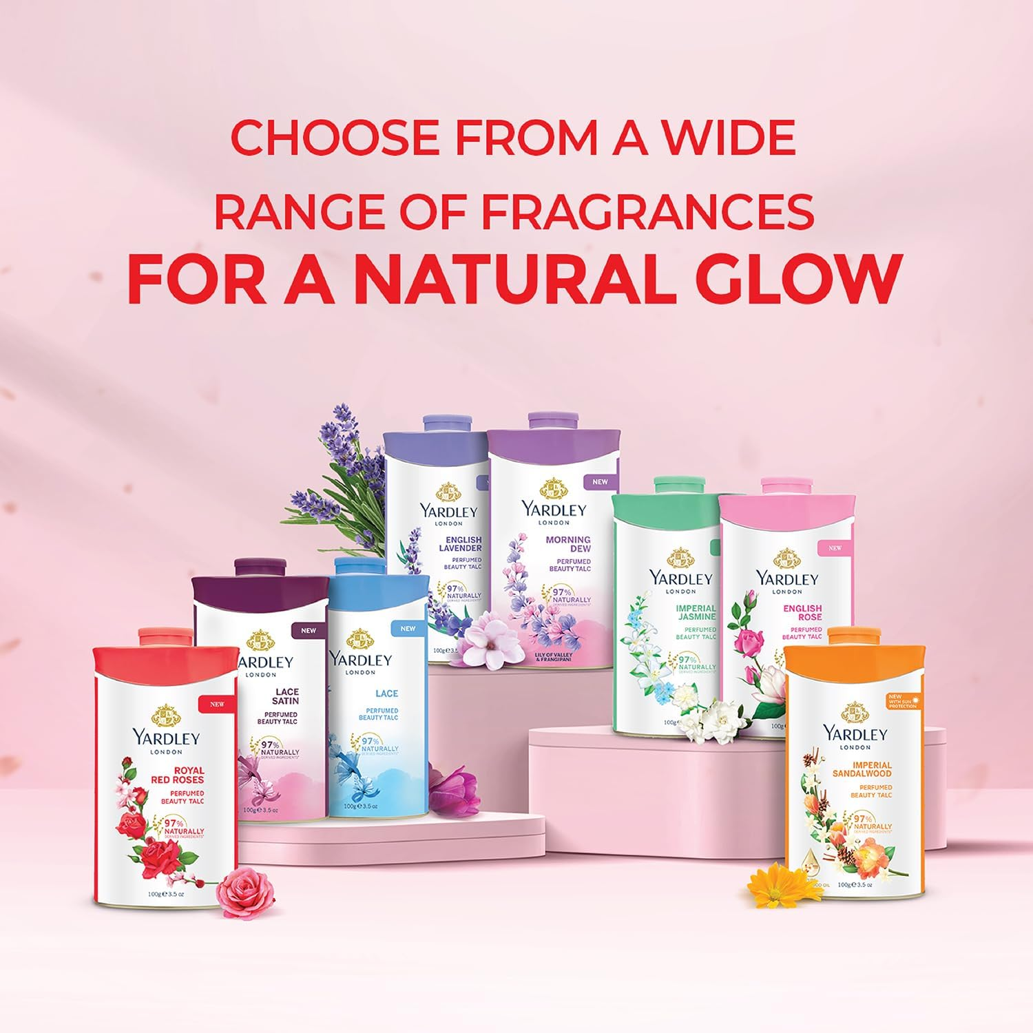 Yardley Red Rose Perfumed Talc 250 G image number 2