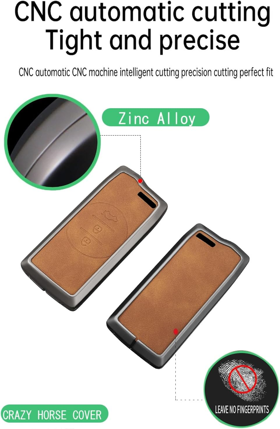 Ontto Metal Leather Key Fob Cover Fit for Chery Tiggo 8Plus Tiggo 8 New 5 plus 7Pro Max Omoda 5 C5 Smart Key Shell Case Keyring Key Holder Keychain Accessories