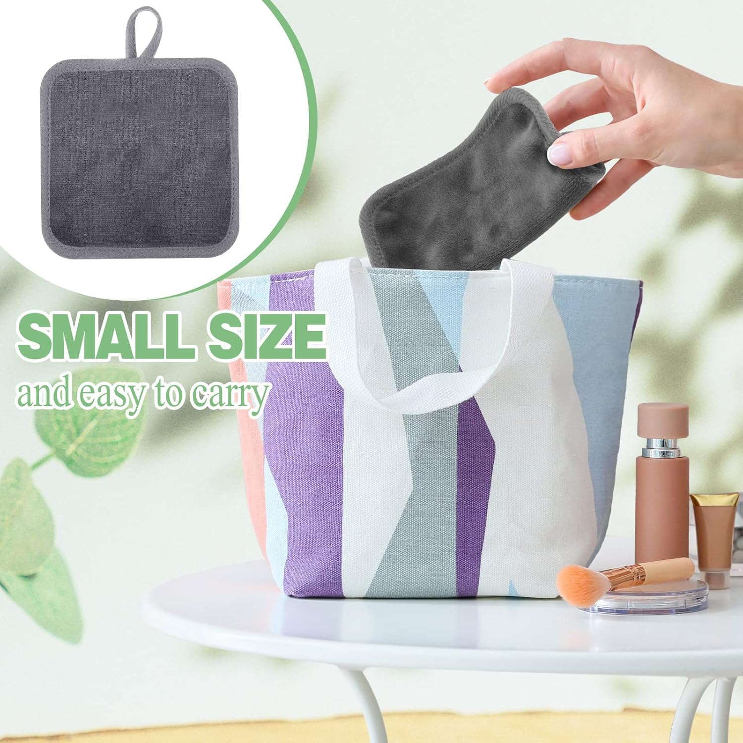 32 Pcs Makeup Remover Pads 5 X 5 Inch Soft Reusable Cloths for Eye Face Cloth Microfiber Washable Makeup Remover Towel Removal Cleaning Cloth for Women(Gray) - Gray image number 3